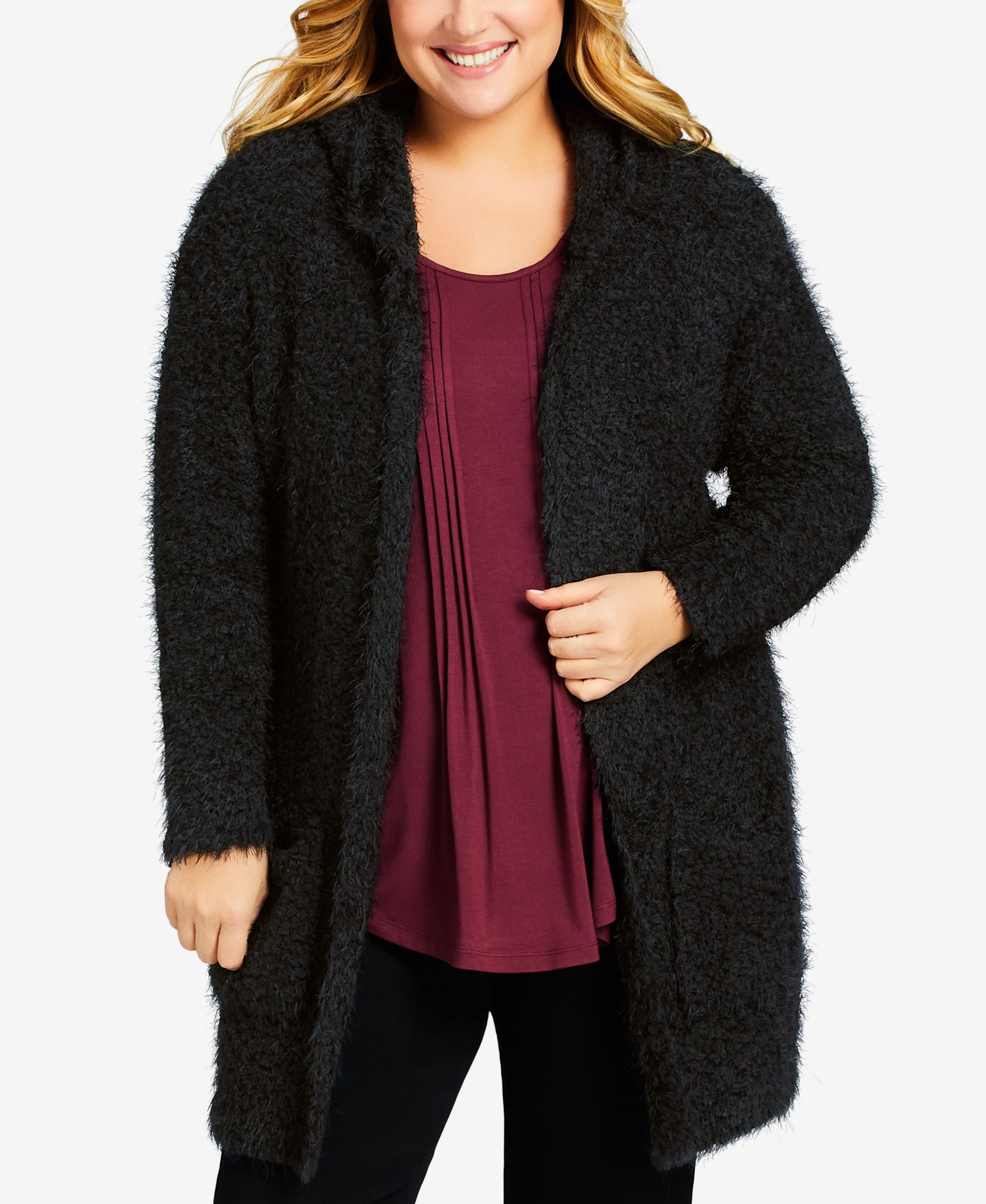 Avenue Plus Size Indigo Plain Cardigan Sweater