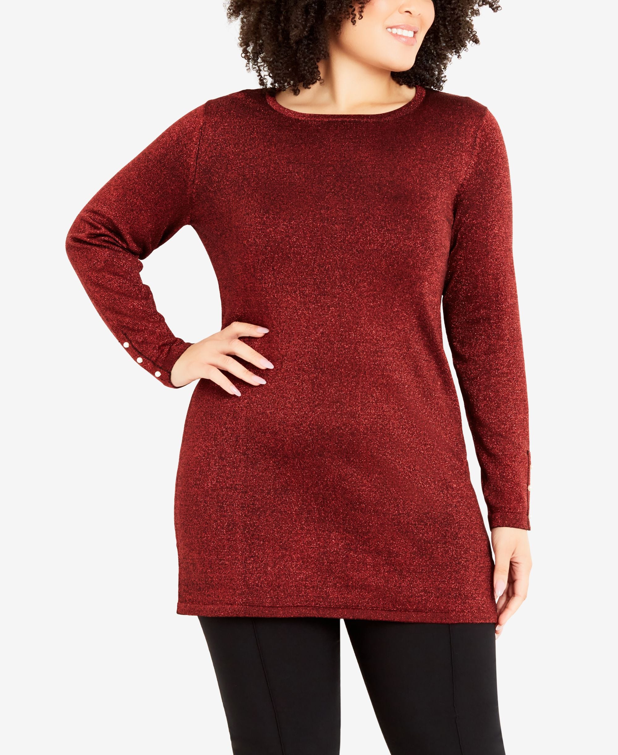 Avenue Plus Size Button Tunic Sweater