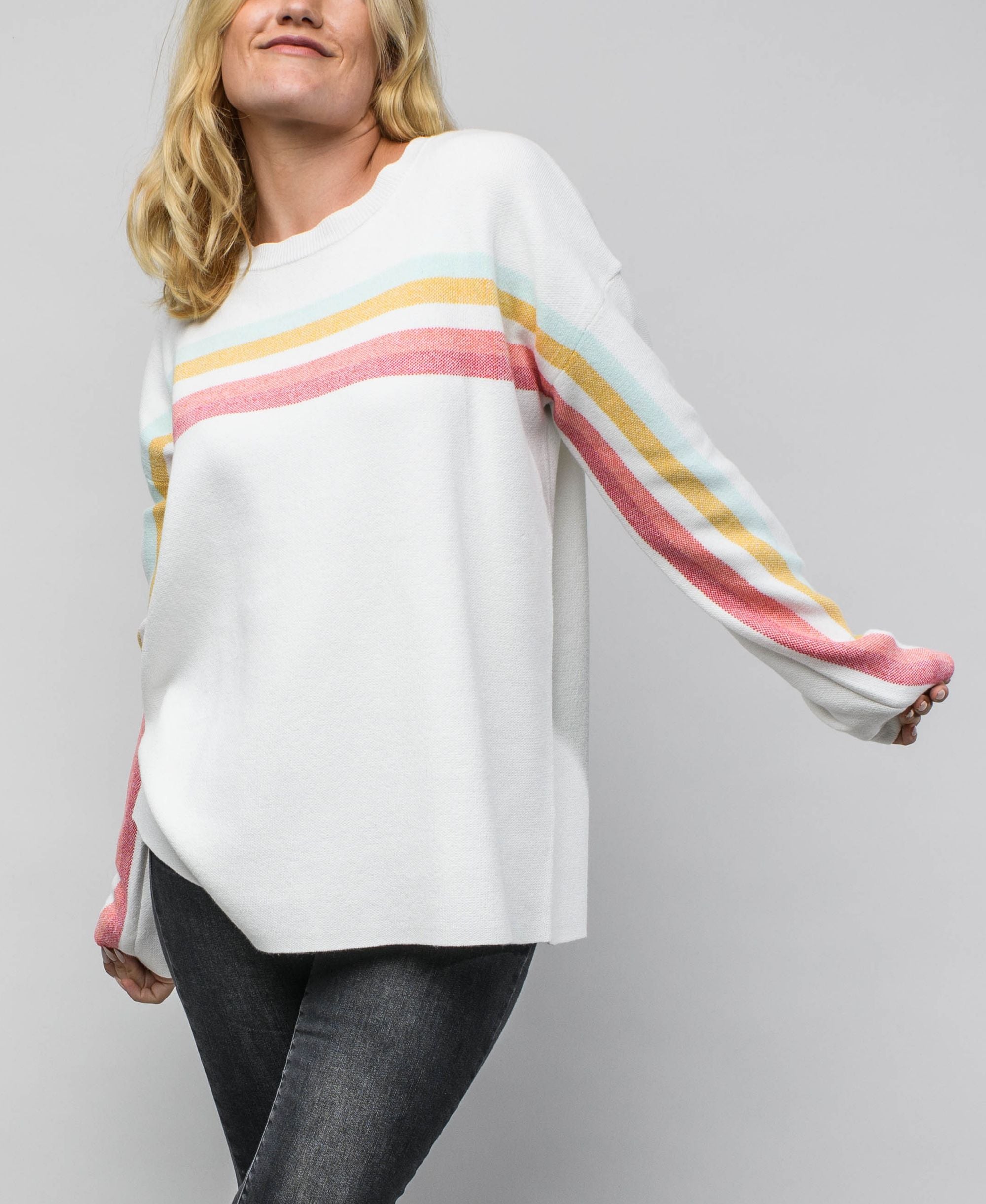 Fever Womens Reneu Earth 5 Clear Stripe Sweater