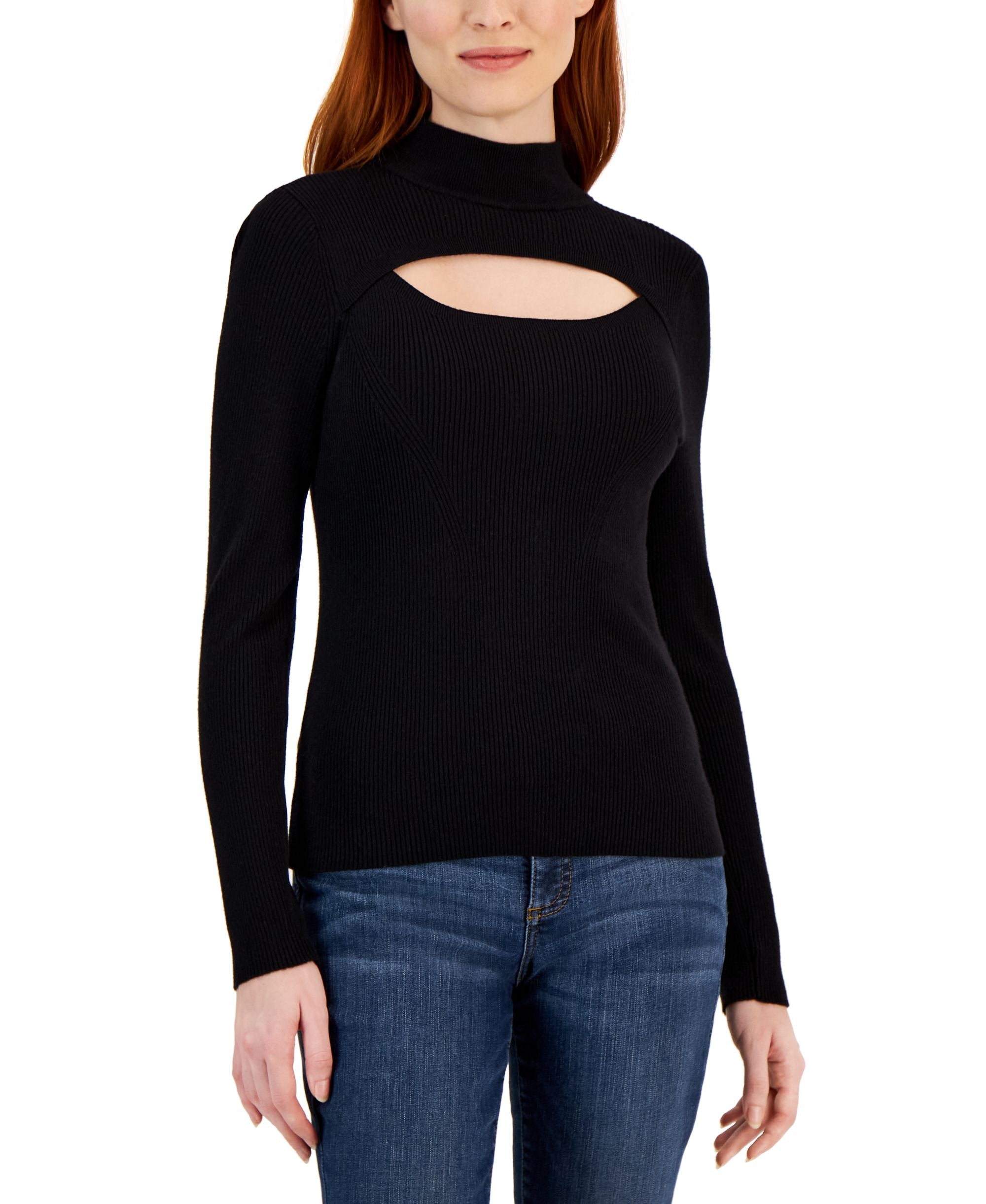 Women's Ribbed Cutout Sweater