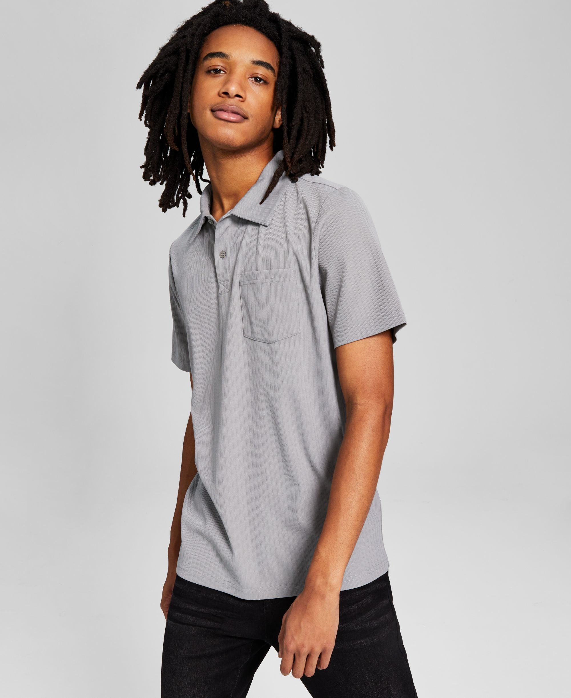 Men's Textured Short-Sleeve Polo Shirt
