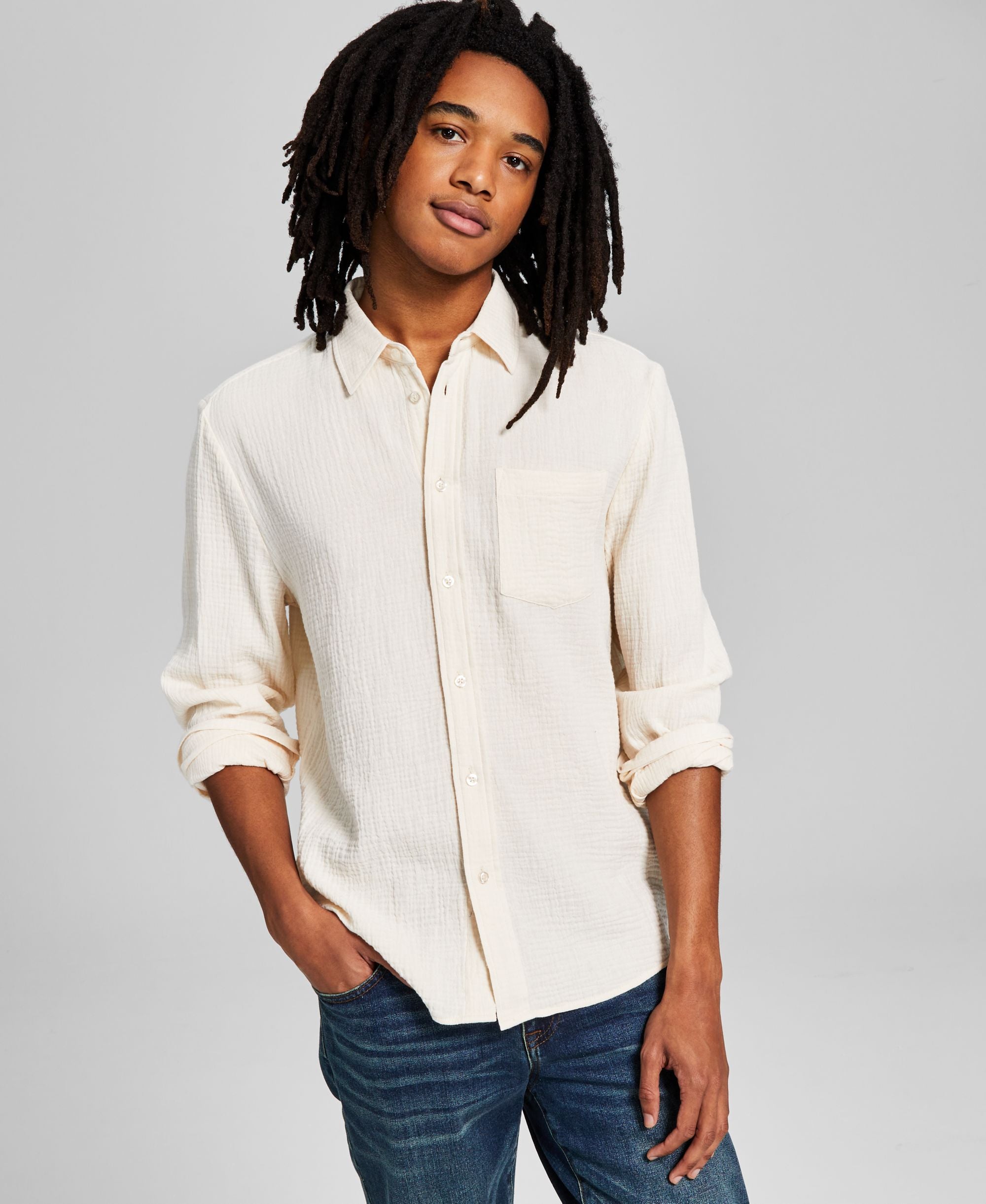Men's Long-Sleeve Seersucker Shirt