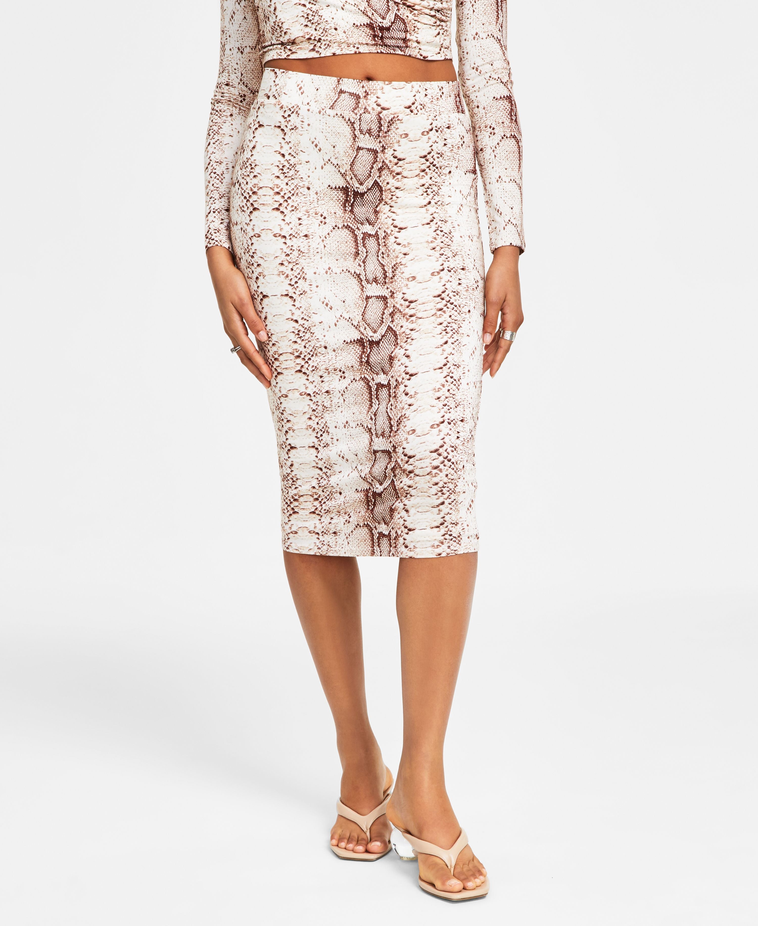 Women's Snakeskin-Print Pencil Skirt