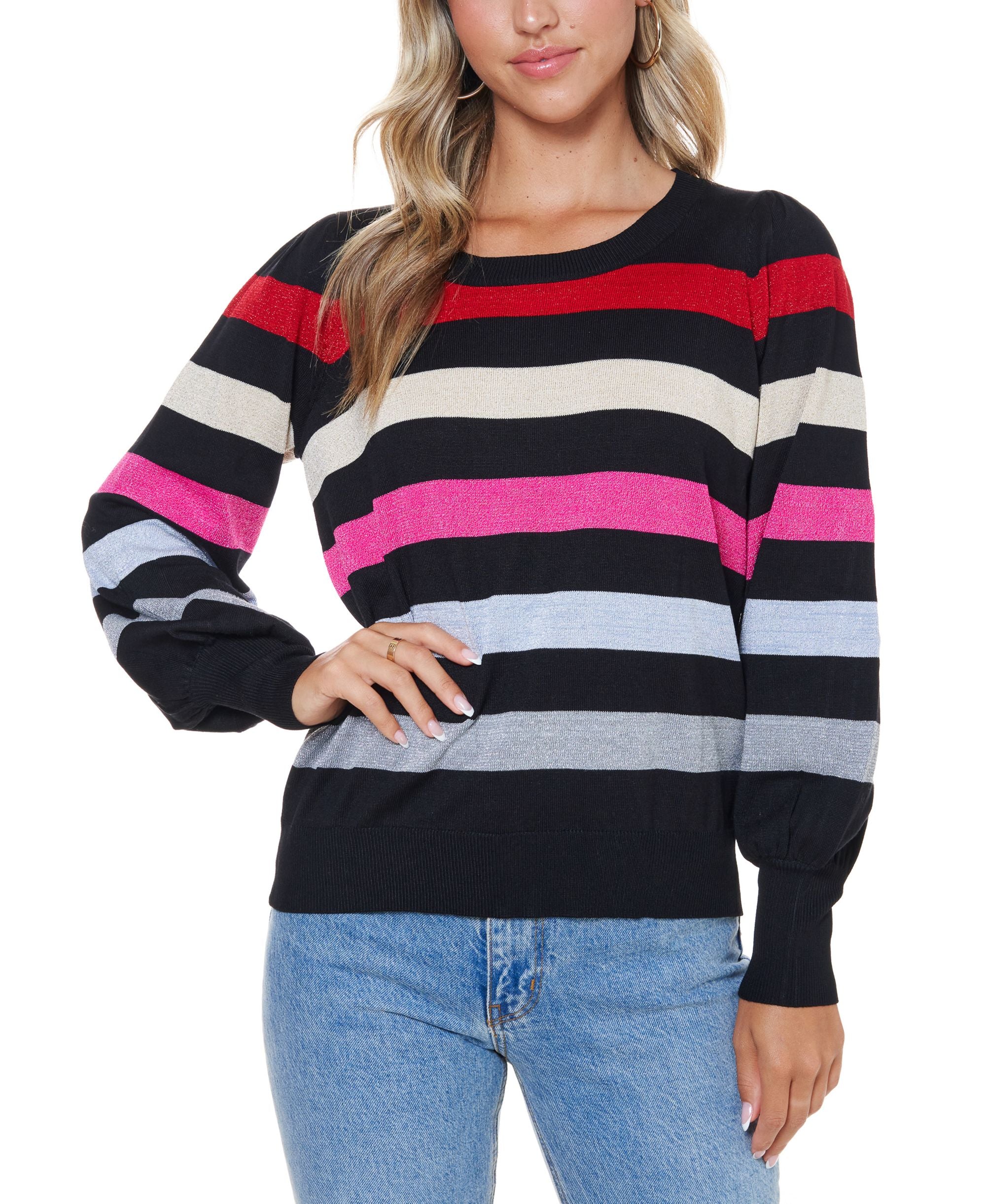 John Paul Richard Womens Lurex Stripe Sweater