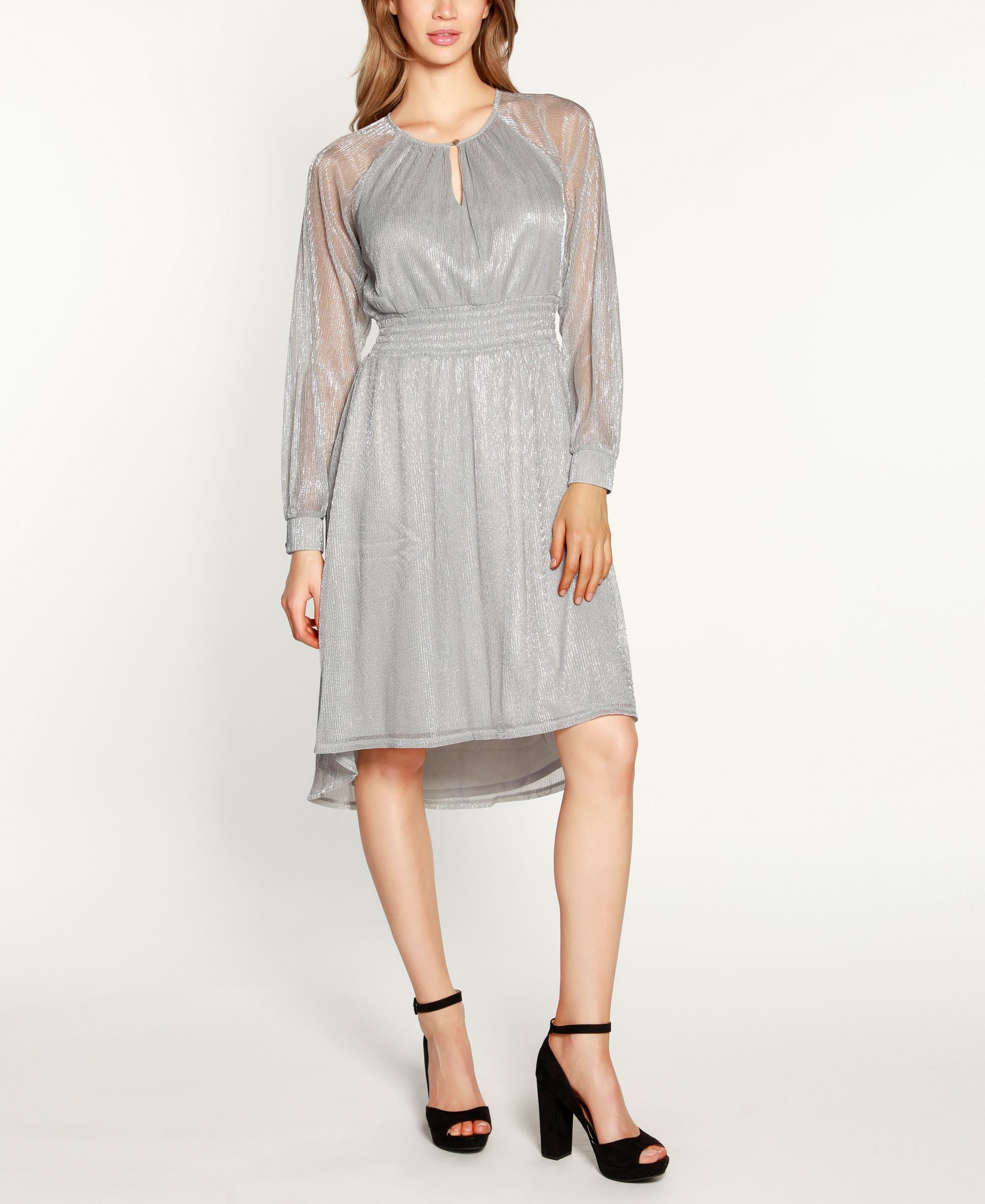 Belldini Black Label Petite Lurex High Low Dress