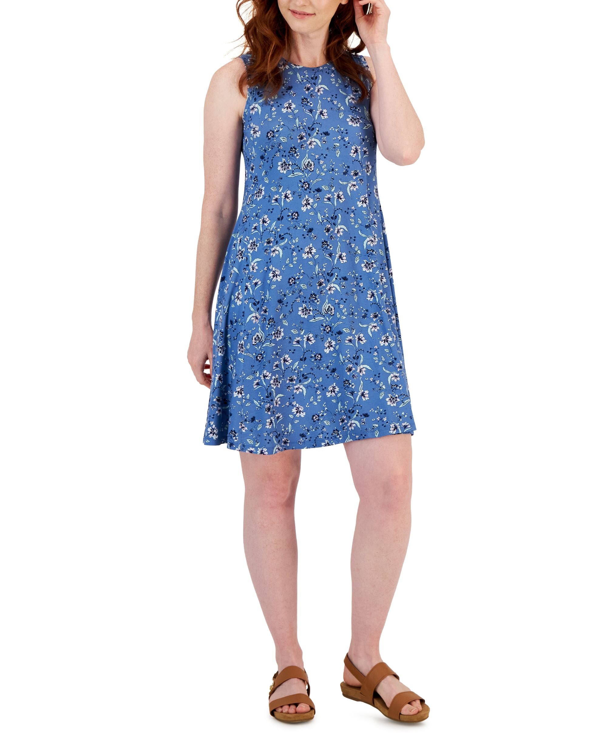 Petite Sleeveless Floral Flip-Flop Dress