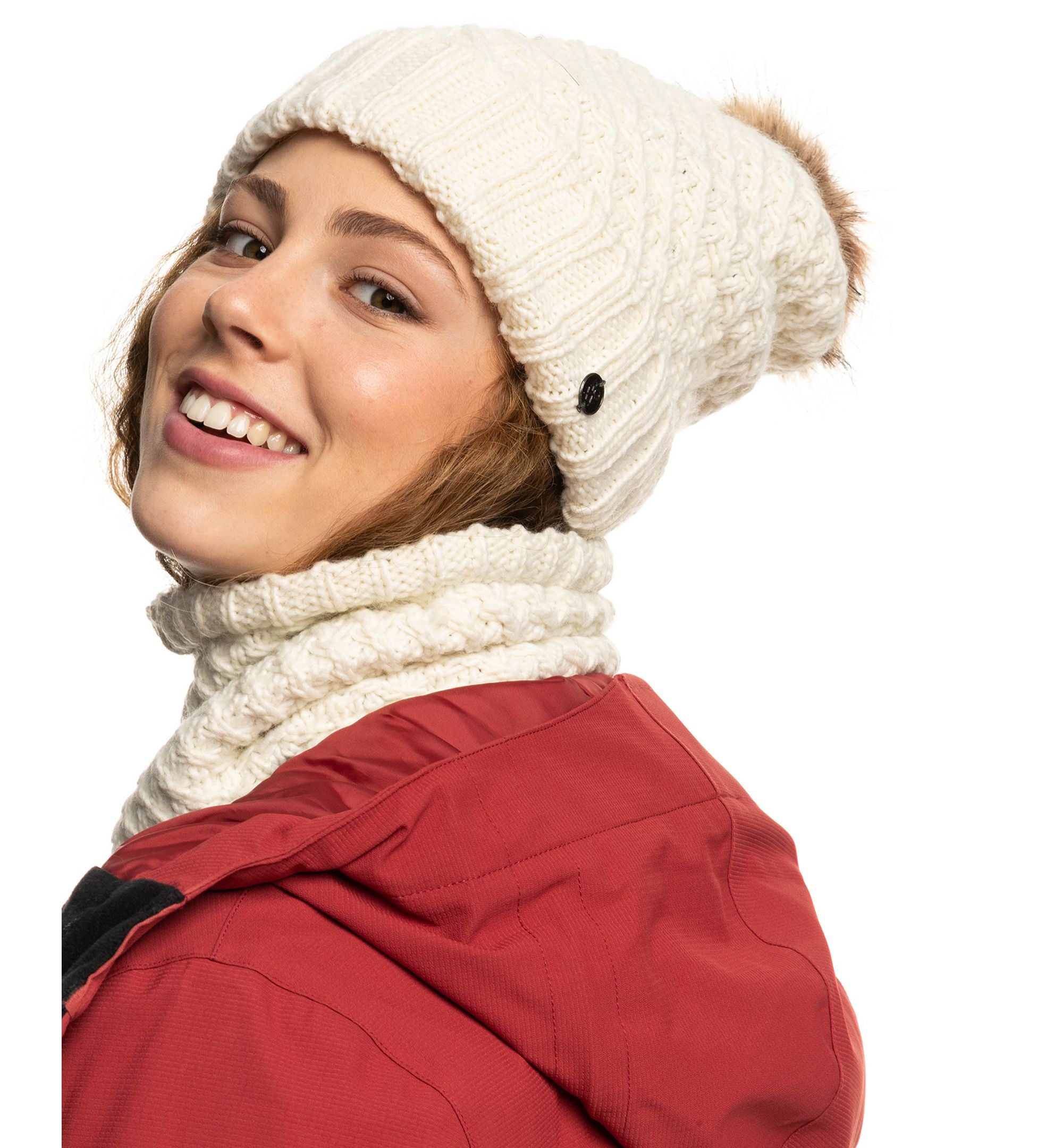 Juniors' Blizzard Cable-Knit Pom Pom Beanie