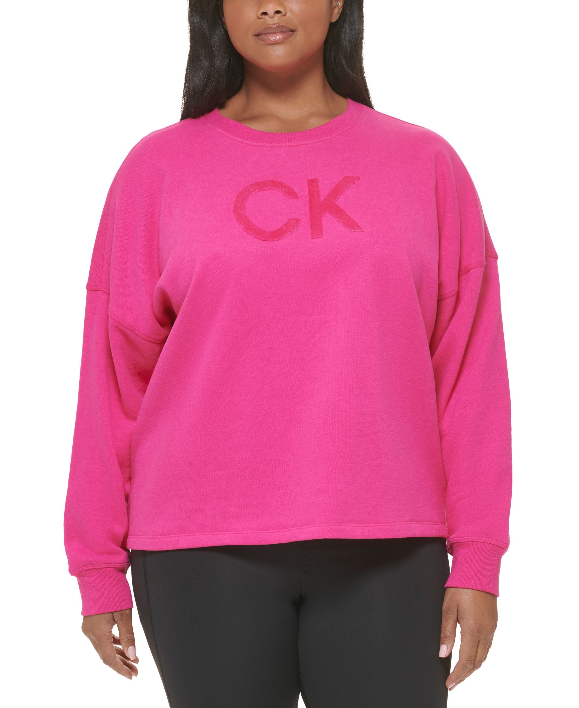 Calvin Klein Performance Plus Size Logo Fleece Crewneck Sweatshirt