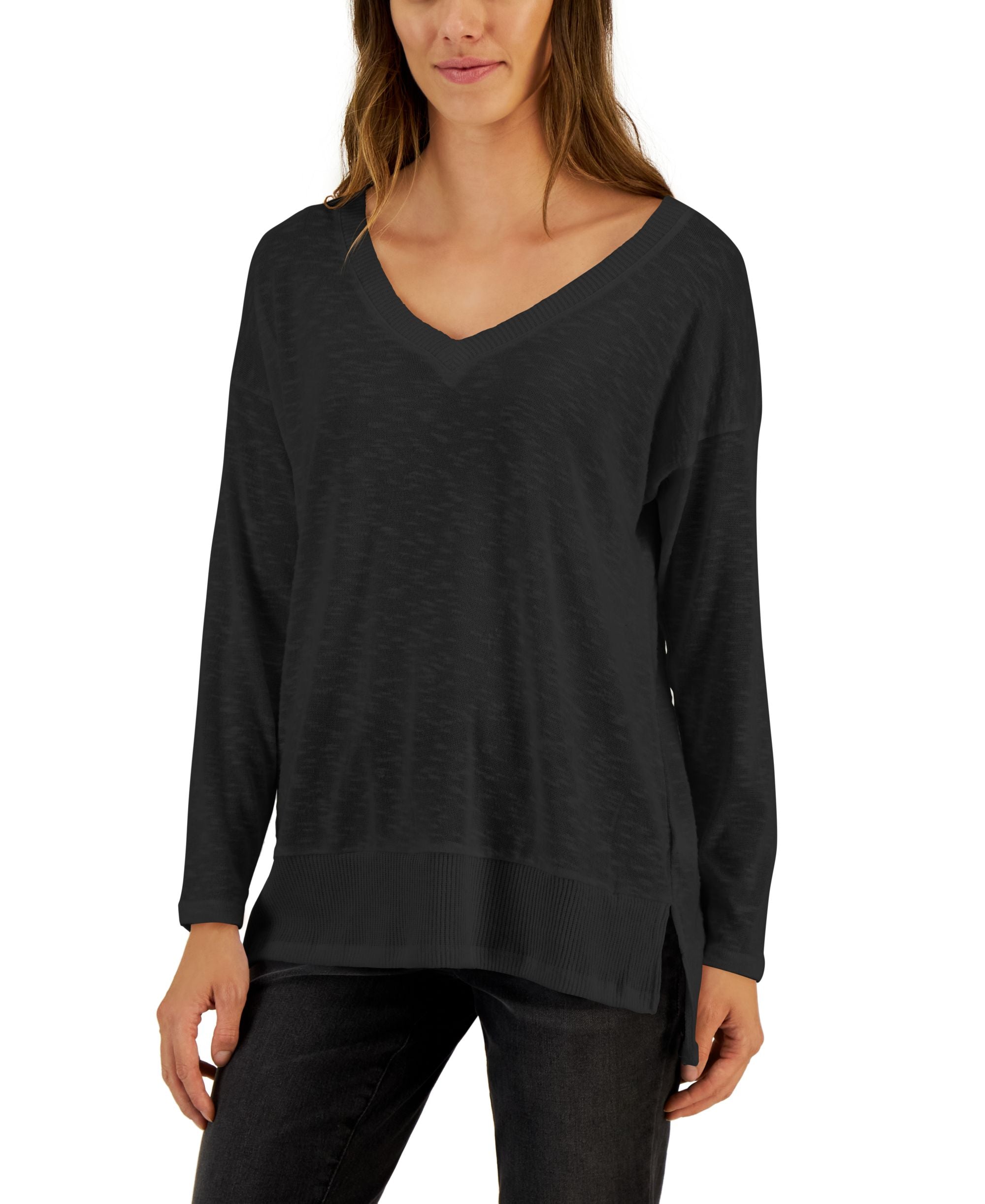 Style & Co Womens V Neck Snit Top