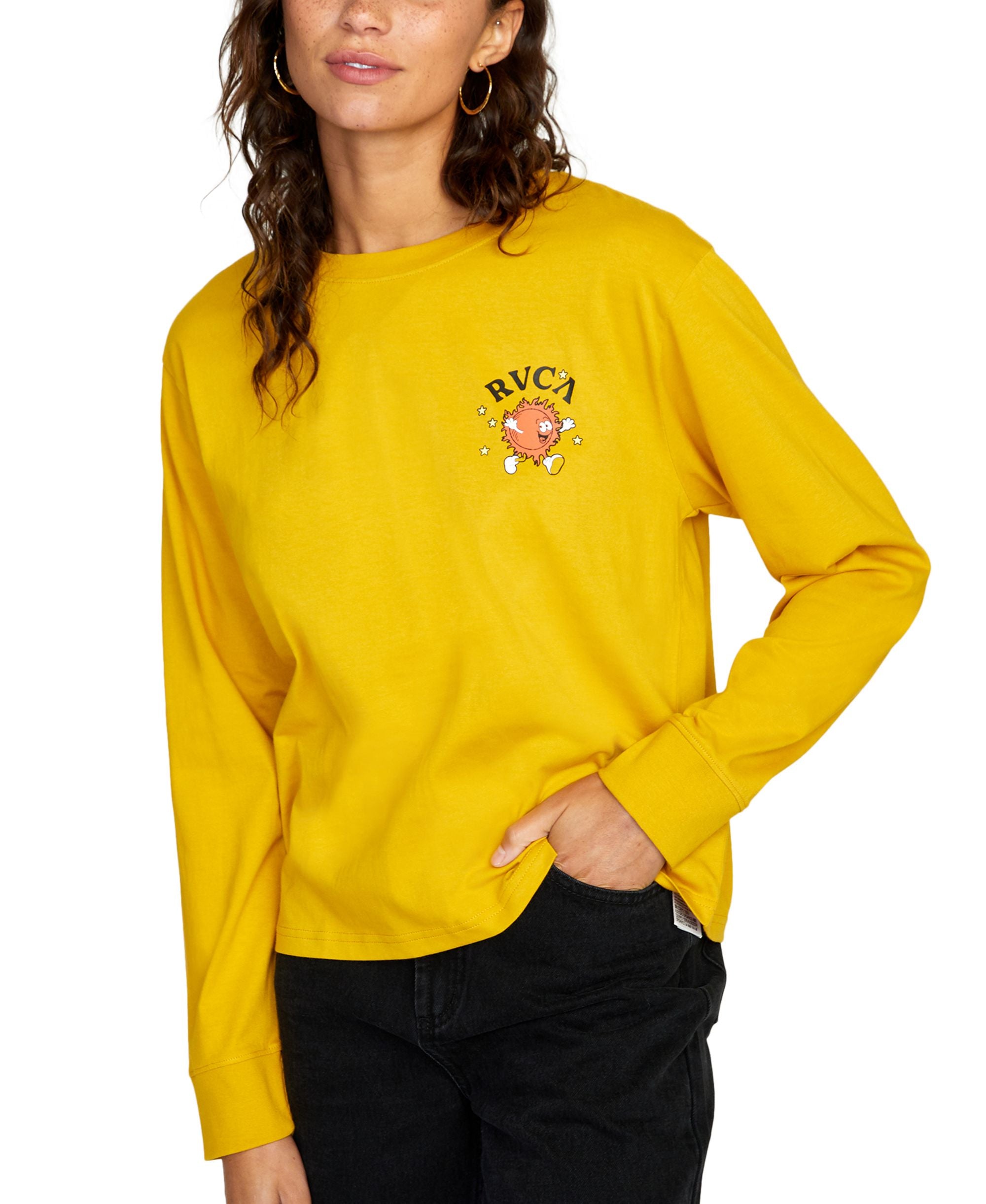 Juniors' Fiery Long-Sleeve Cotton T-Shirt