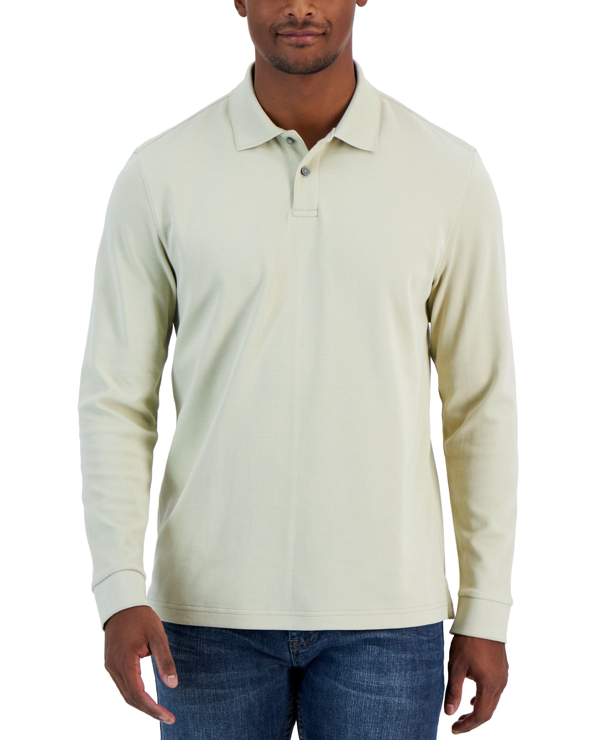 Men's Classic-Fit Solid Long-Sleeve Polo Shirt