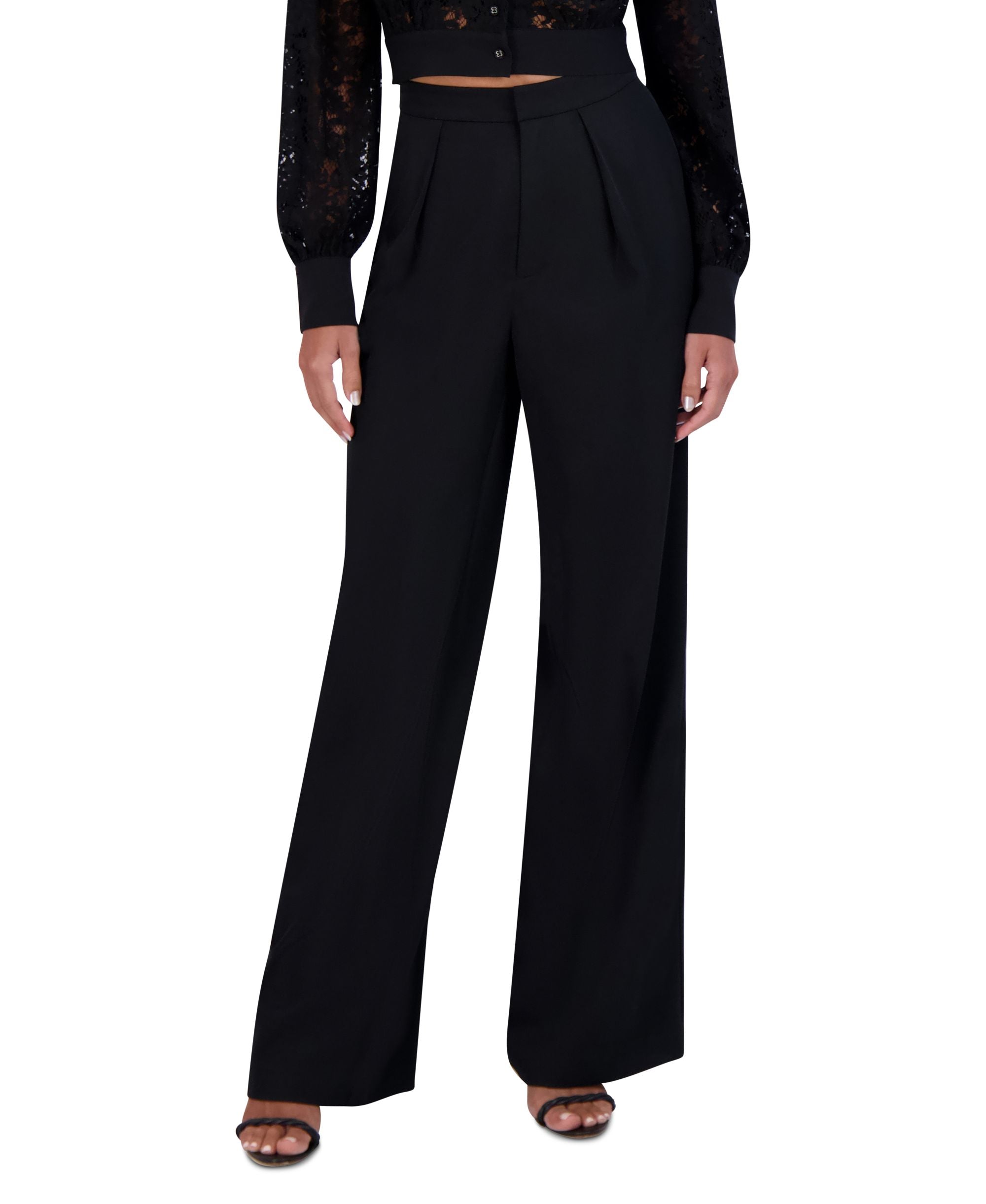 Women's Pleated Wide-Leg Suit Pants