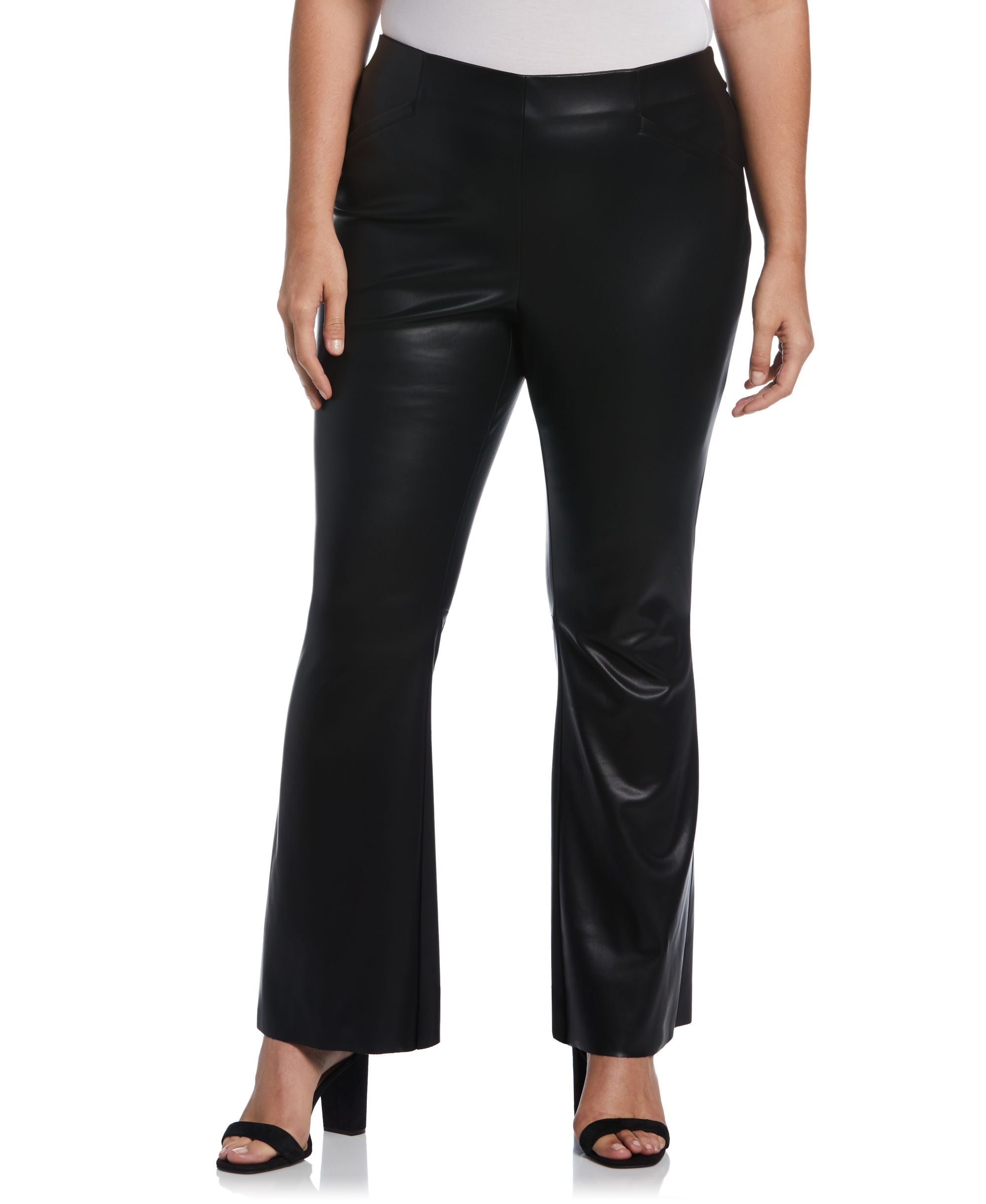 Ella Rafaella Plus Size Faux Leather High Waist Boot Cut Pants