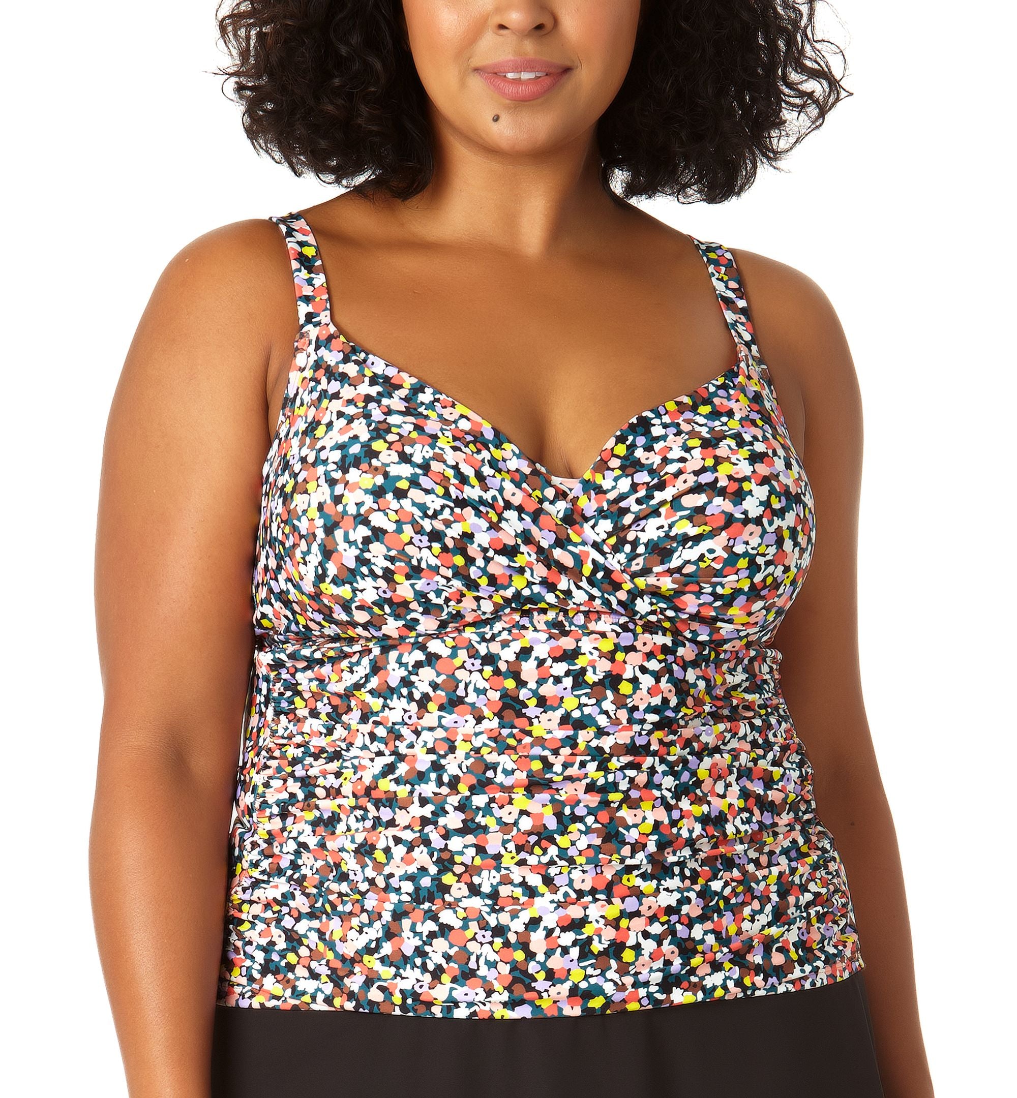Plus Size Twisted Printed Tankini Top