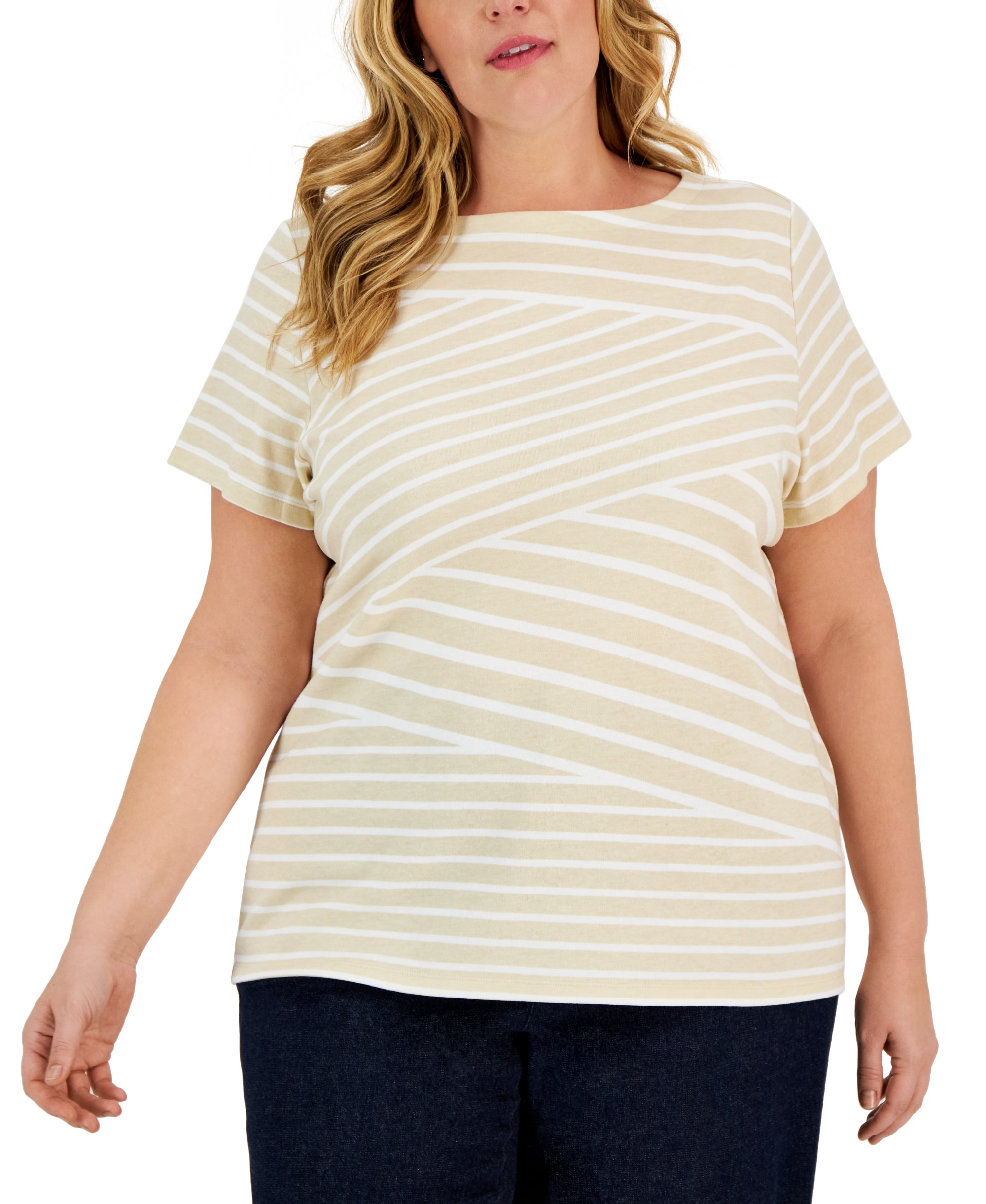 Plus Size Callie Asymmetric Striped Top