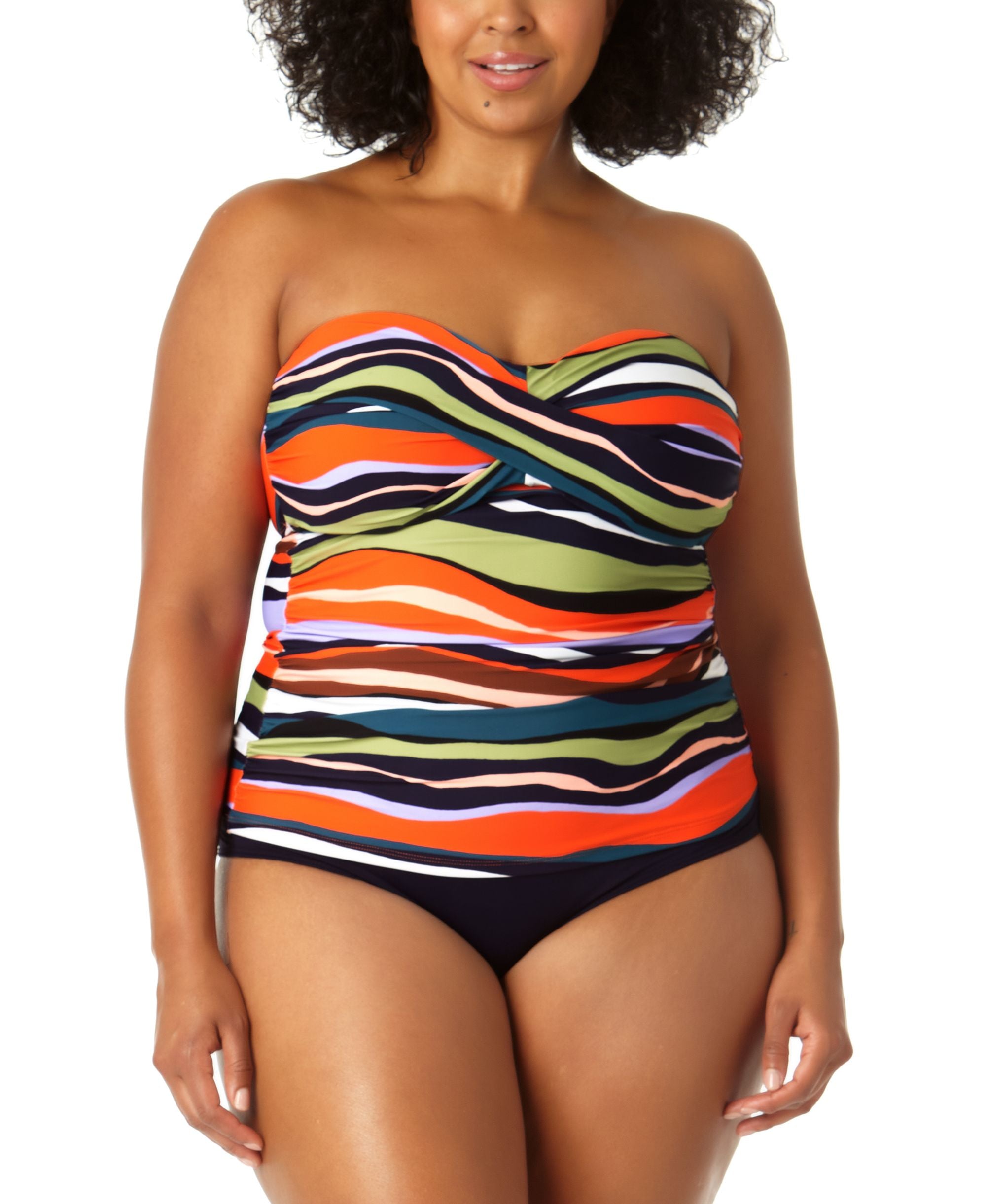 Plus Size Twisted Printed Tankini Top