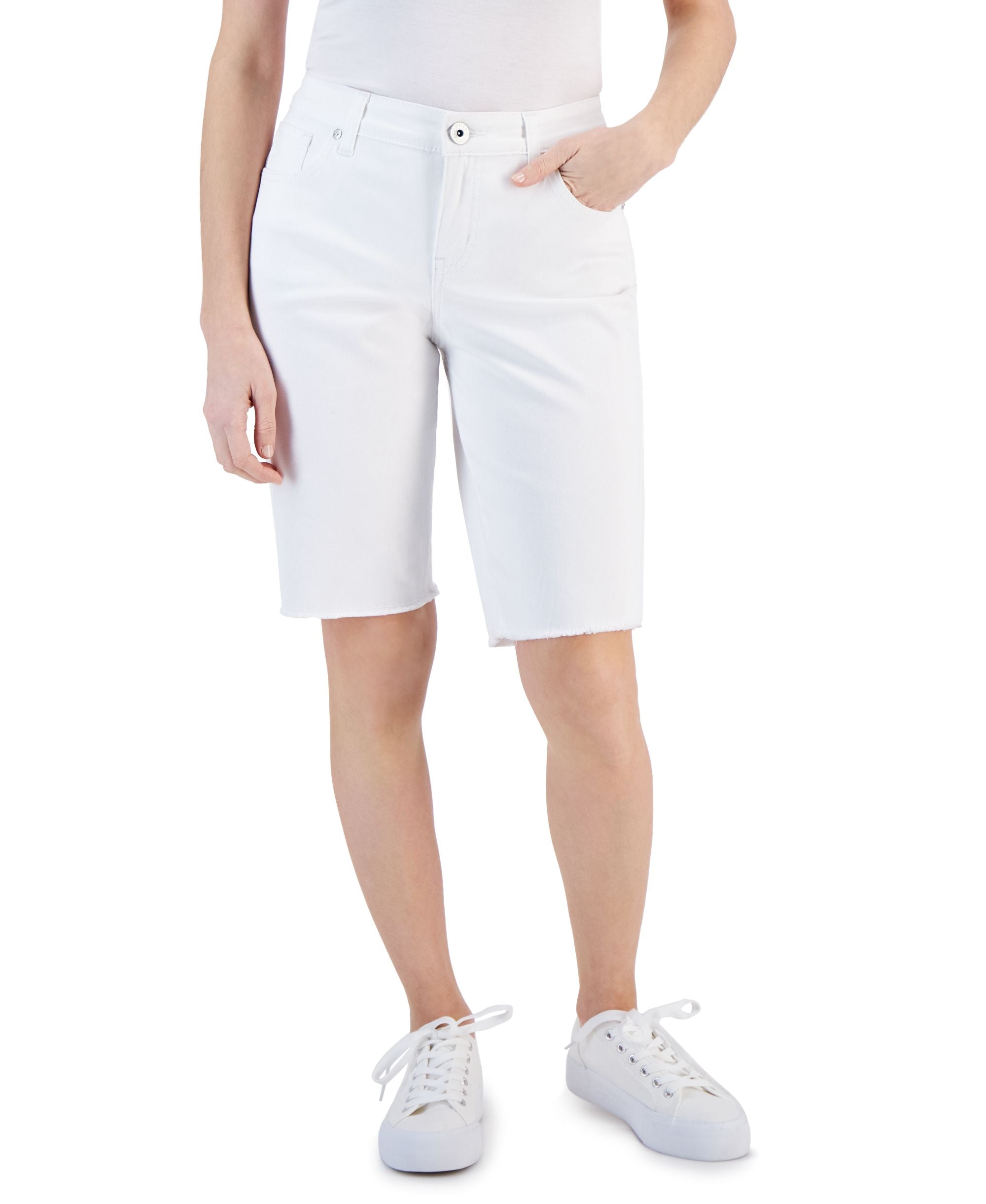 Petite Raw-Hem Bermuda Shorts