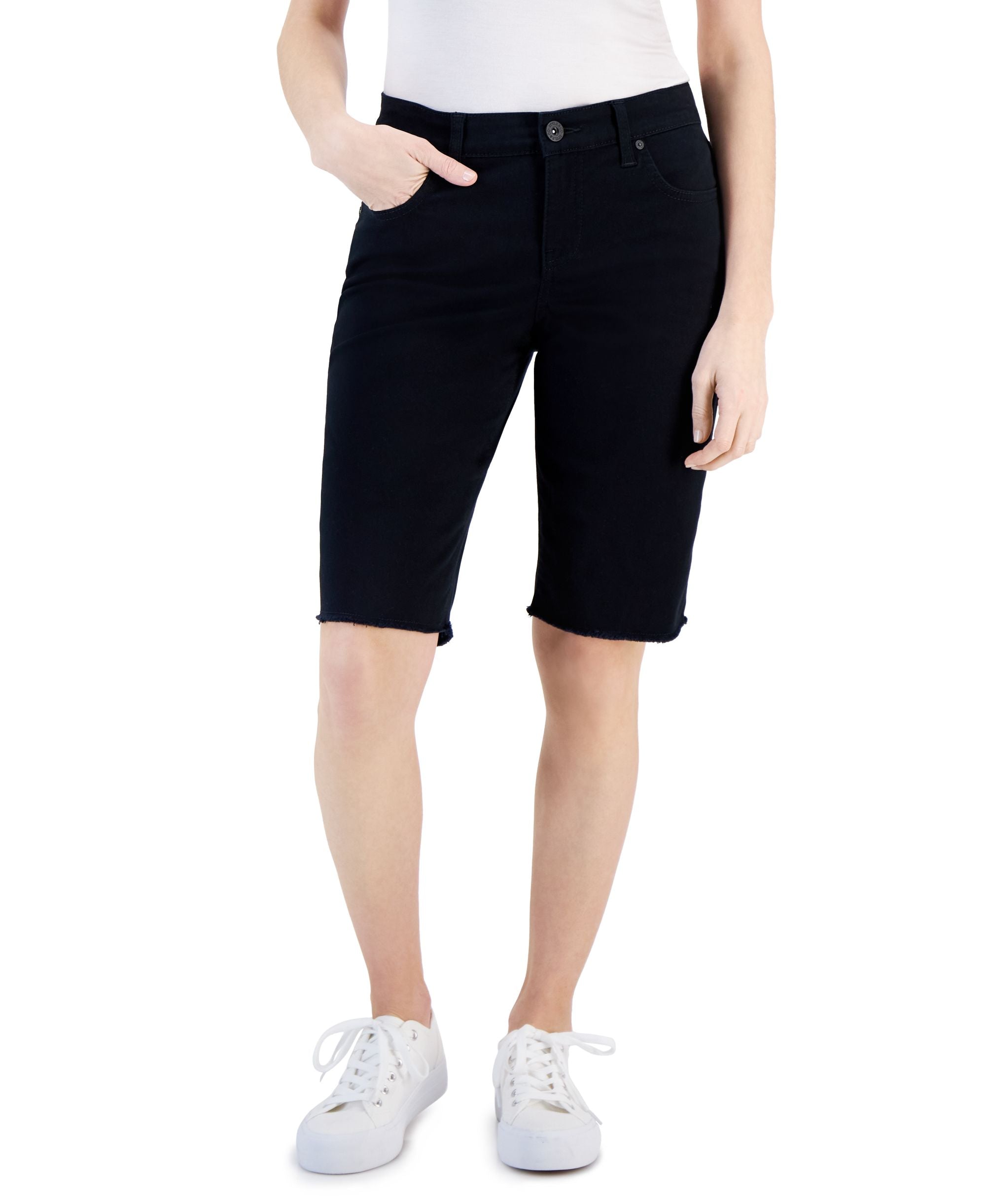 Petite Raw-Hem Bermuda Shorts