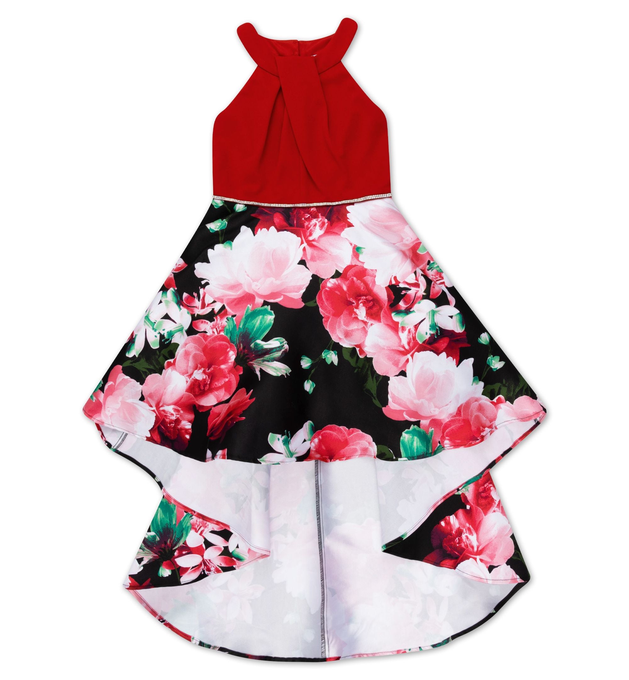 Speechless Big Girls Floral Halter Neck Hi Low Dress