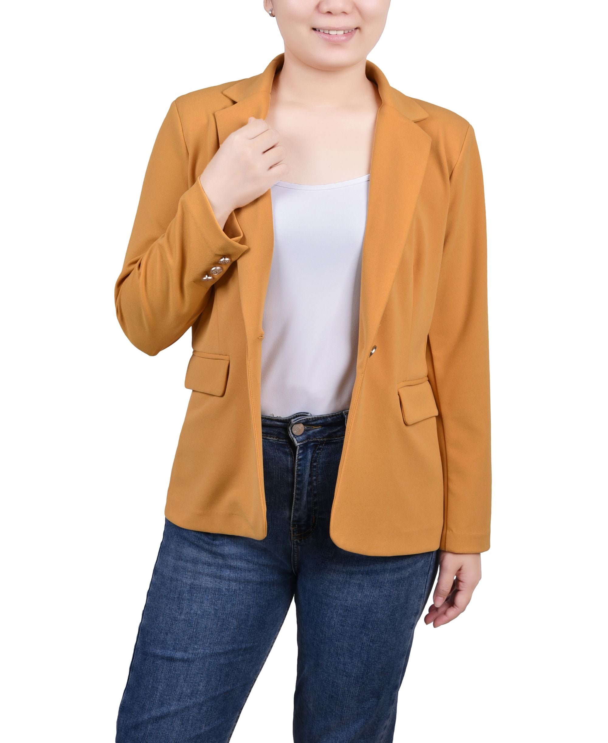 Petite Long Sleeve Scuba Crepe Jacket