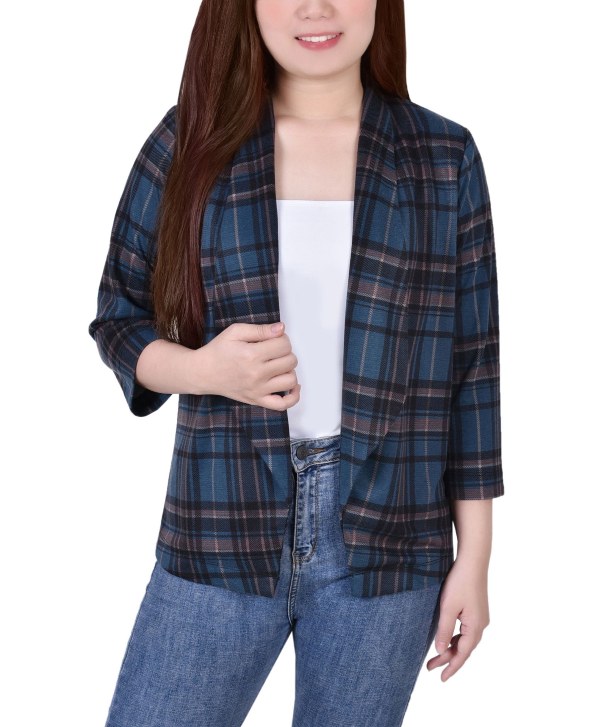 NY Collection Petite 3/4 Sleeve Ponte Jacket
