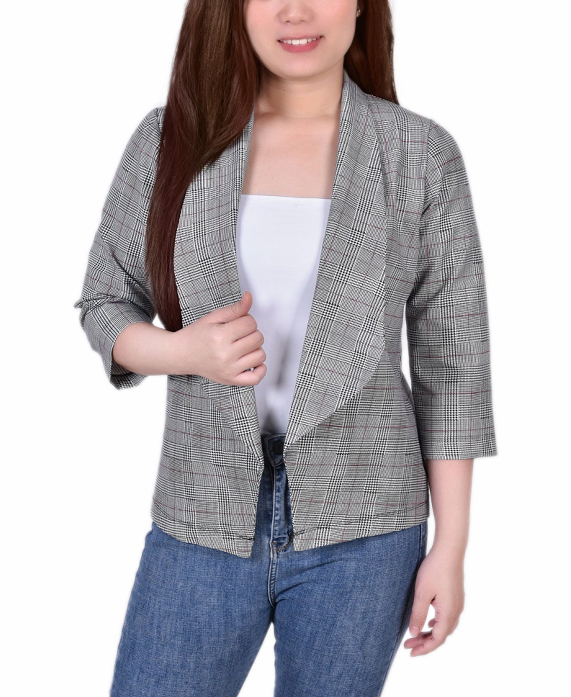 NY Collection Petite 3/4 Sleeve Ponte Jacket