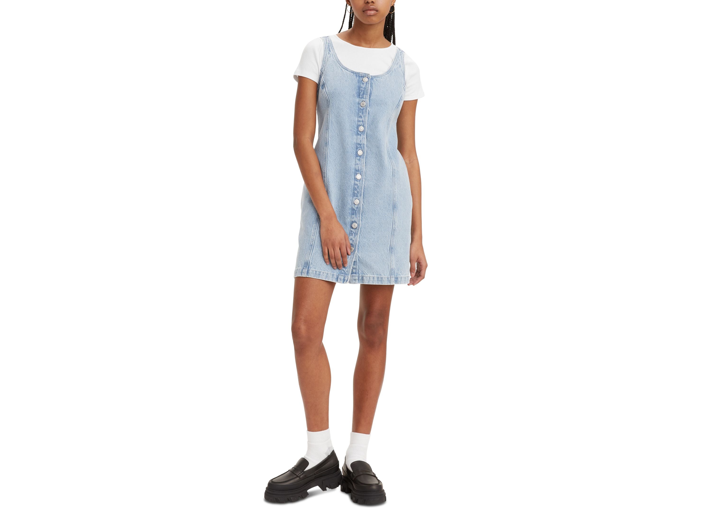 Women's Tuli Denim Front Button Fitted Mini Dress