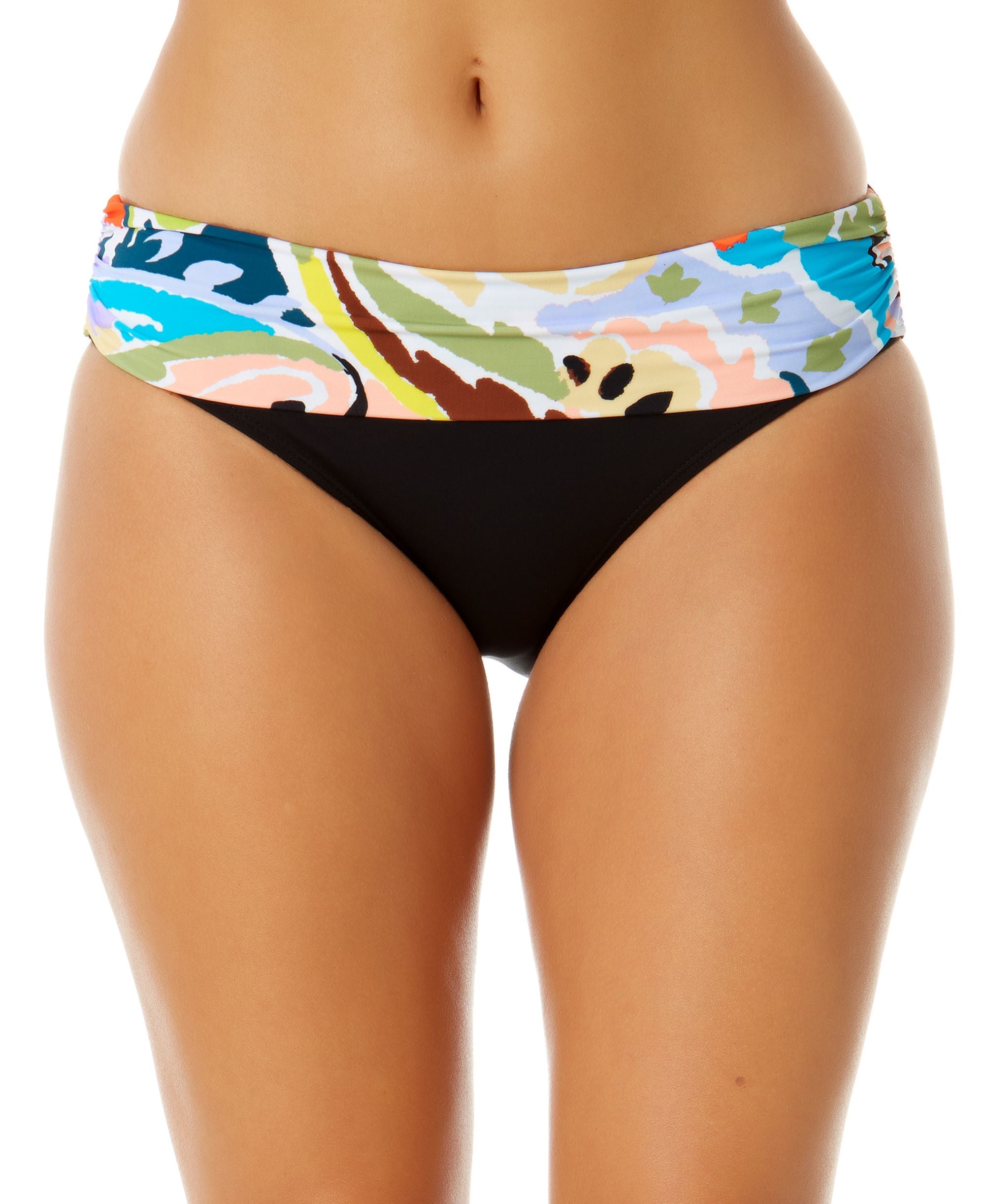 Women's Fold-Over Printed-Waistband Bikini Bottoms