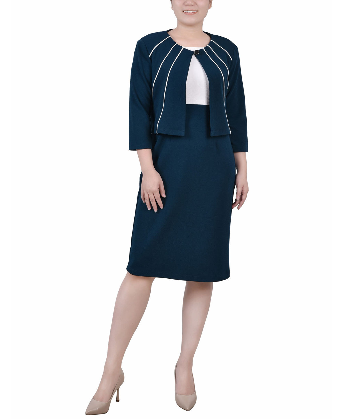 Petite Two Piece Jacket and Dress Set