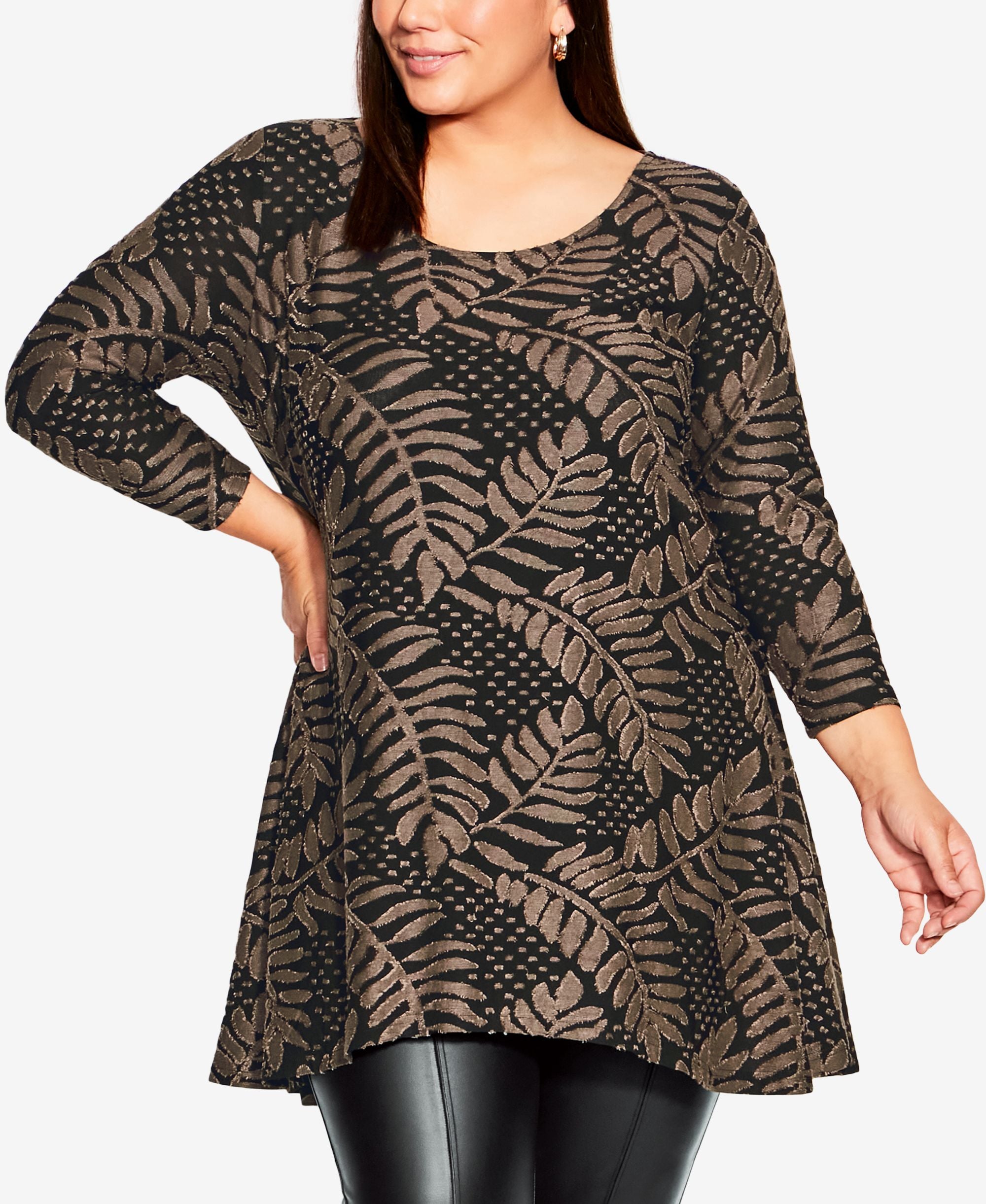 Plus Size Jacquard Tunic Top