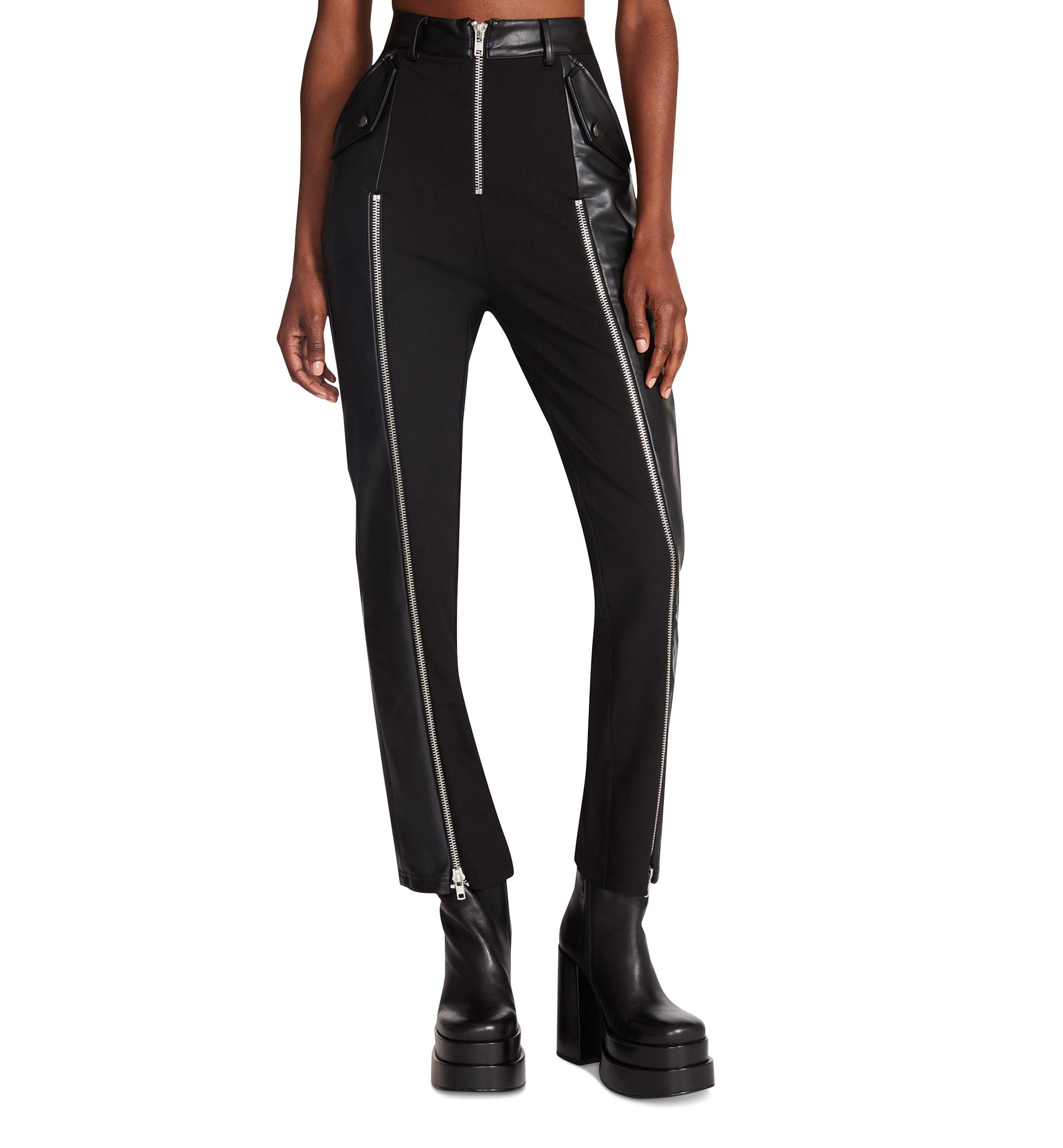 Women's Carson Mixed-Media Zipper-Trim Pants