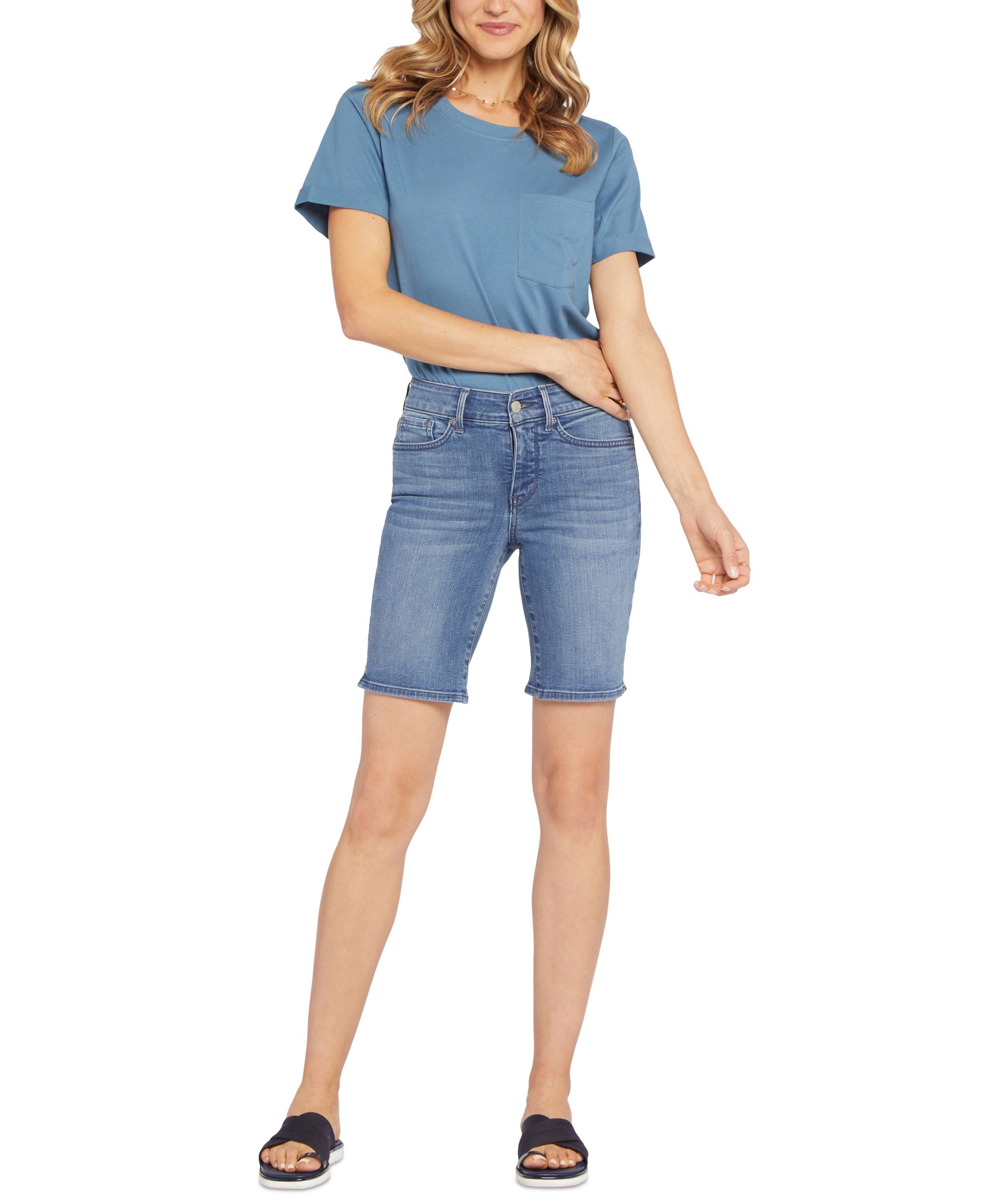 NYDJ Ella Side Slit Denim Shorts in Sweetbay