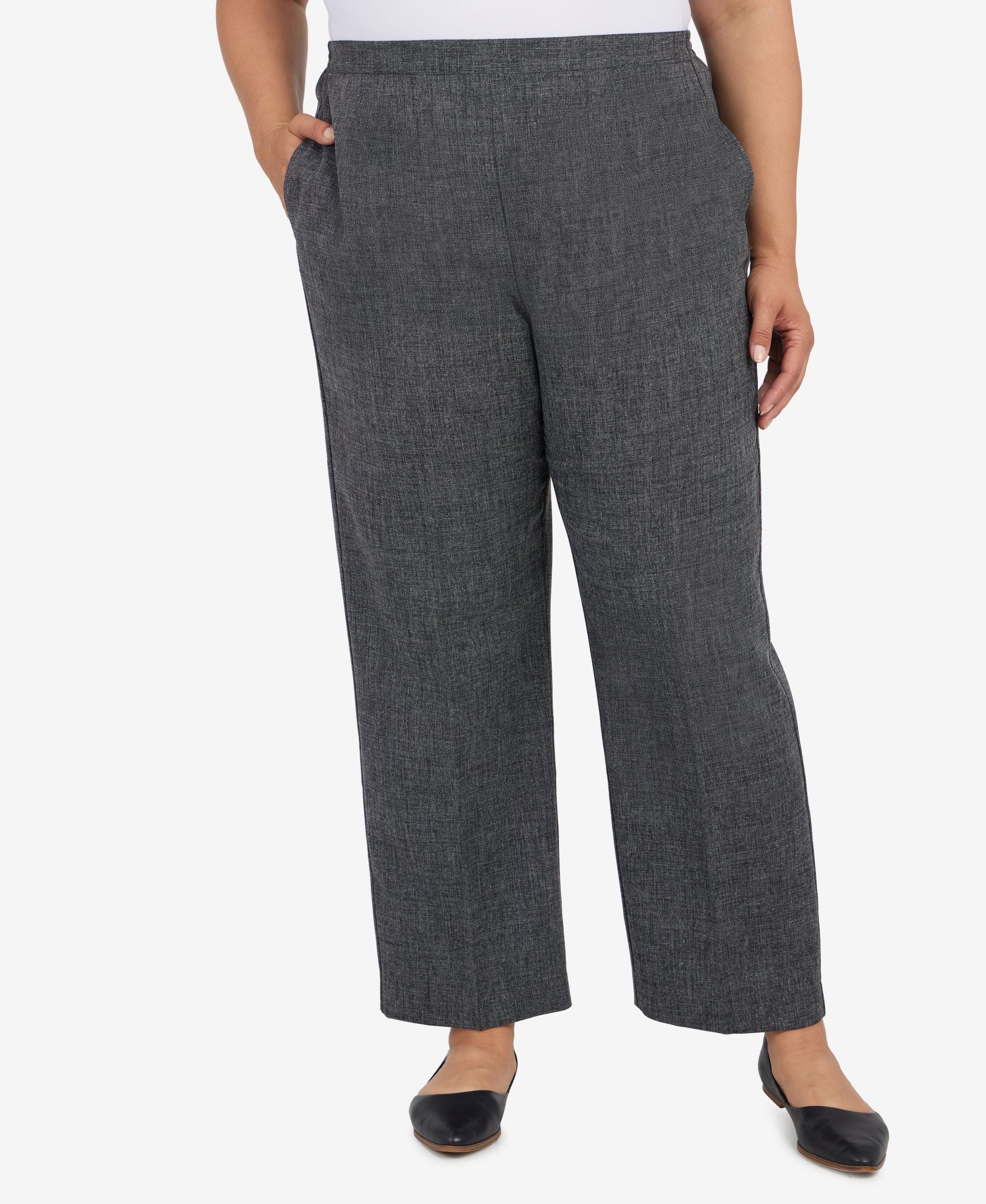 Alfred Dunner Plus Size Theater District Melange Pull On Straight Leg Regular Length Pants