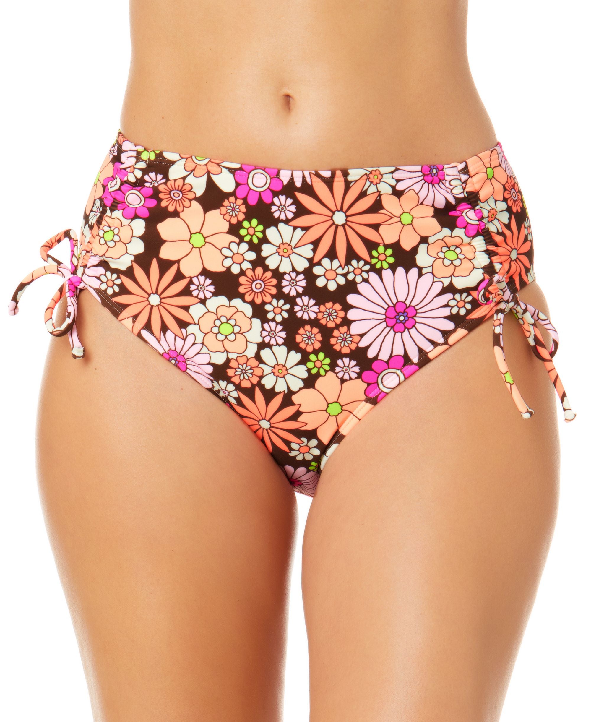 Juniors' Morning Grace Ruched High-Waist Bikini Bottoms