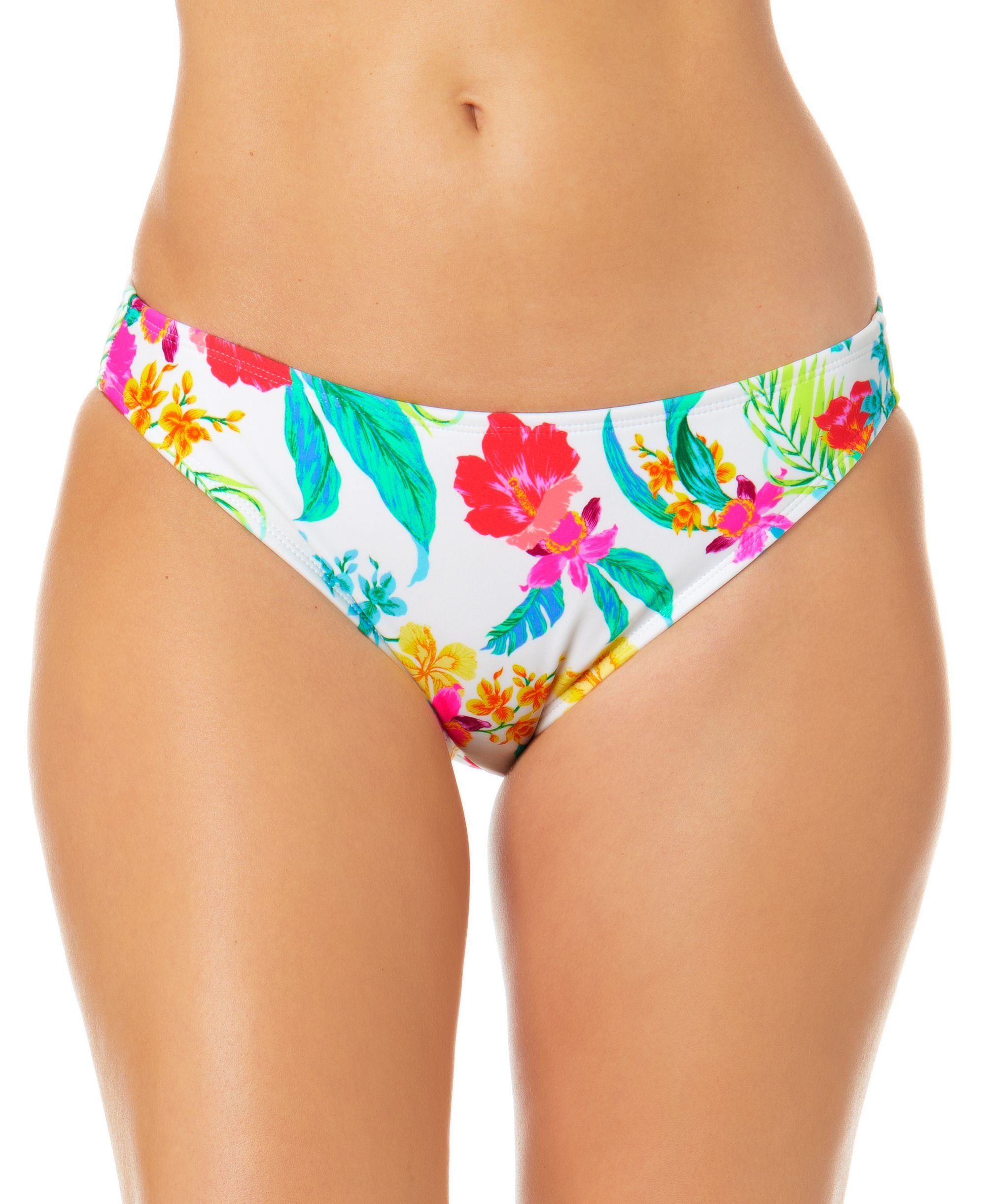 Juniors' Hibiscus Print Hipster Bikini Bottoms