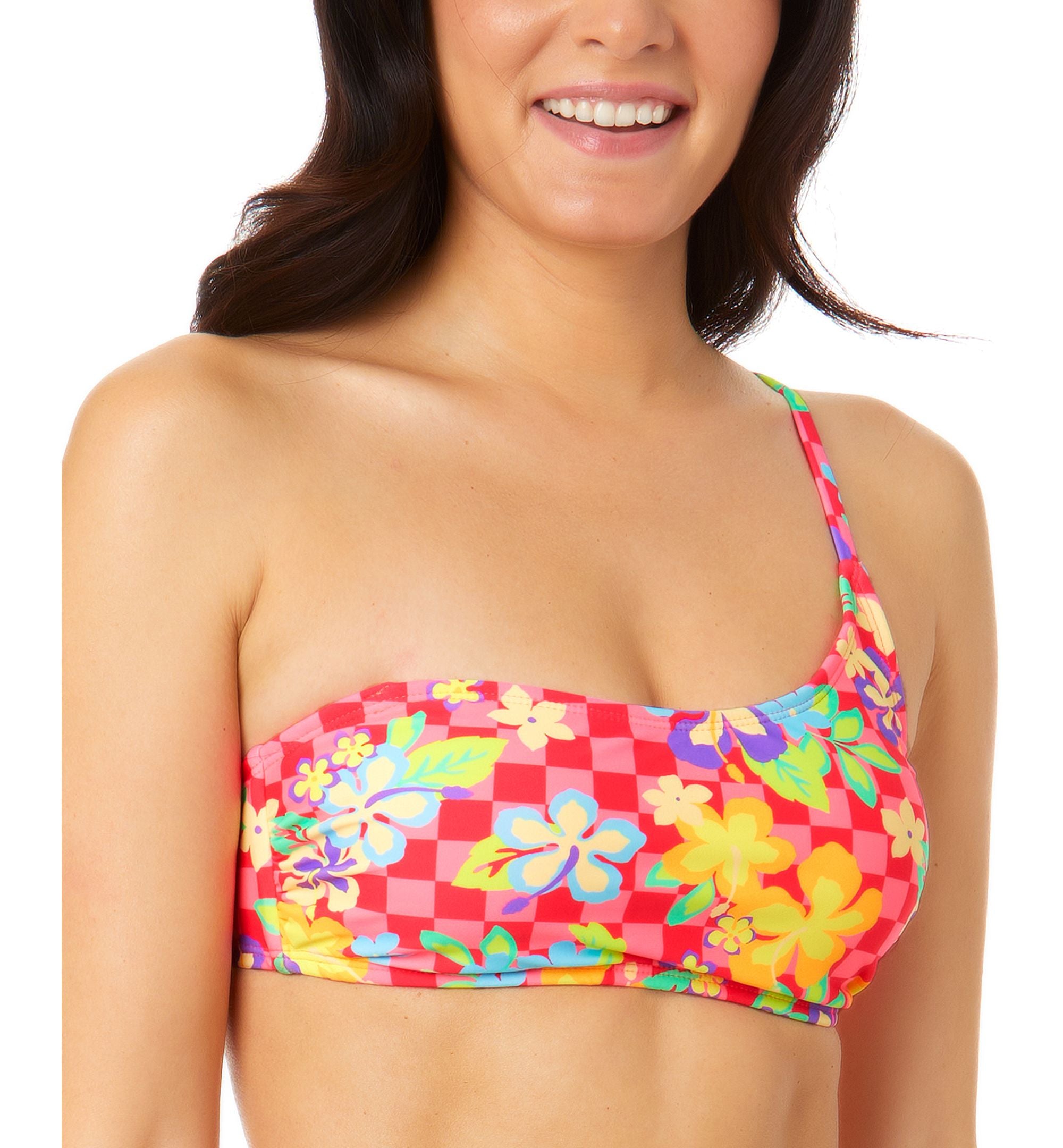 Juniors' Art Block Tropic Asymmetrical Bikini Top