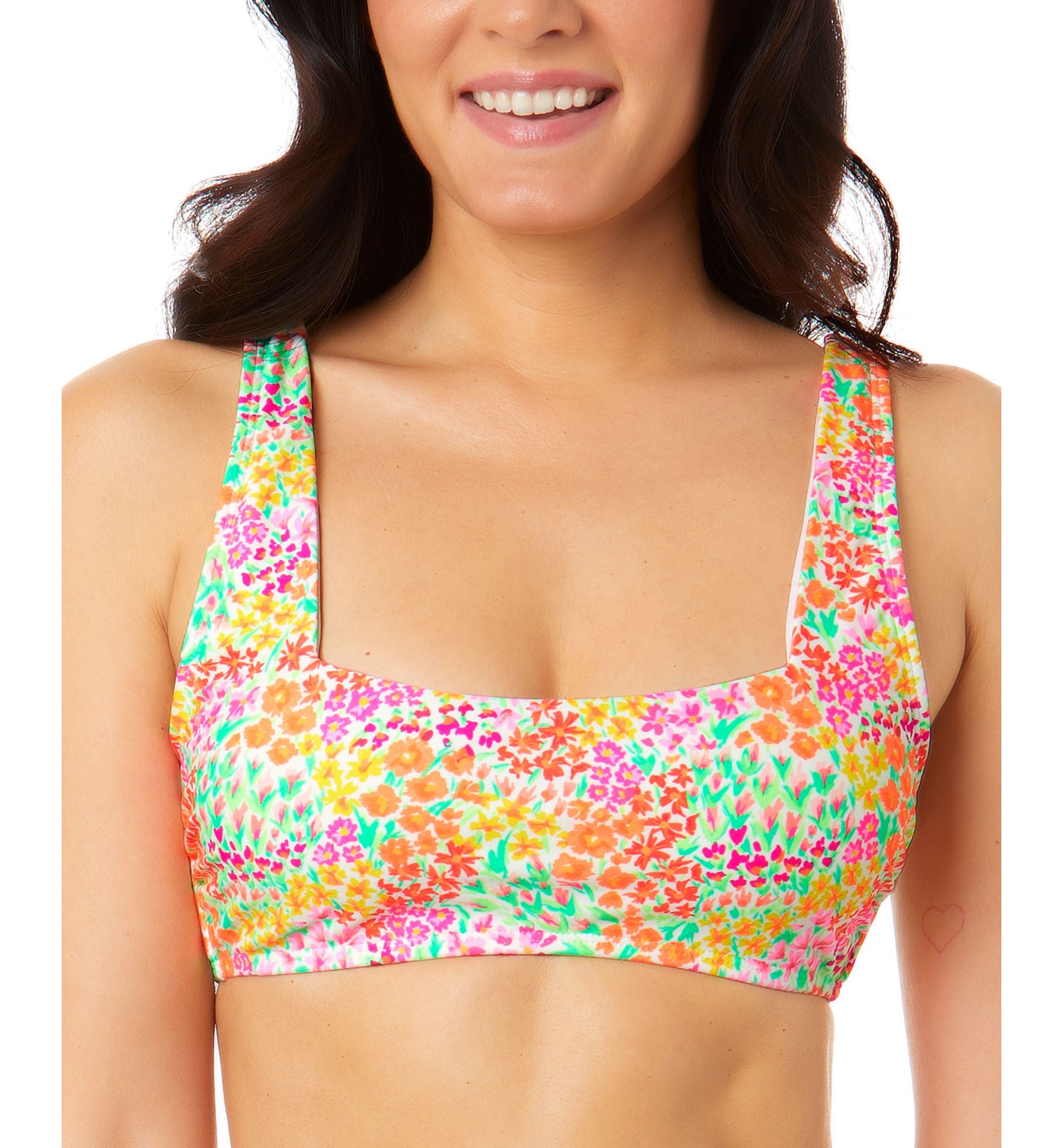 Juniors' Sun Garden Square-Neck Bralette Bikini Top