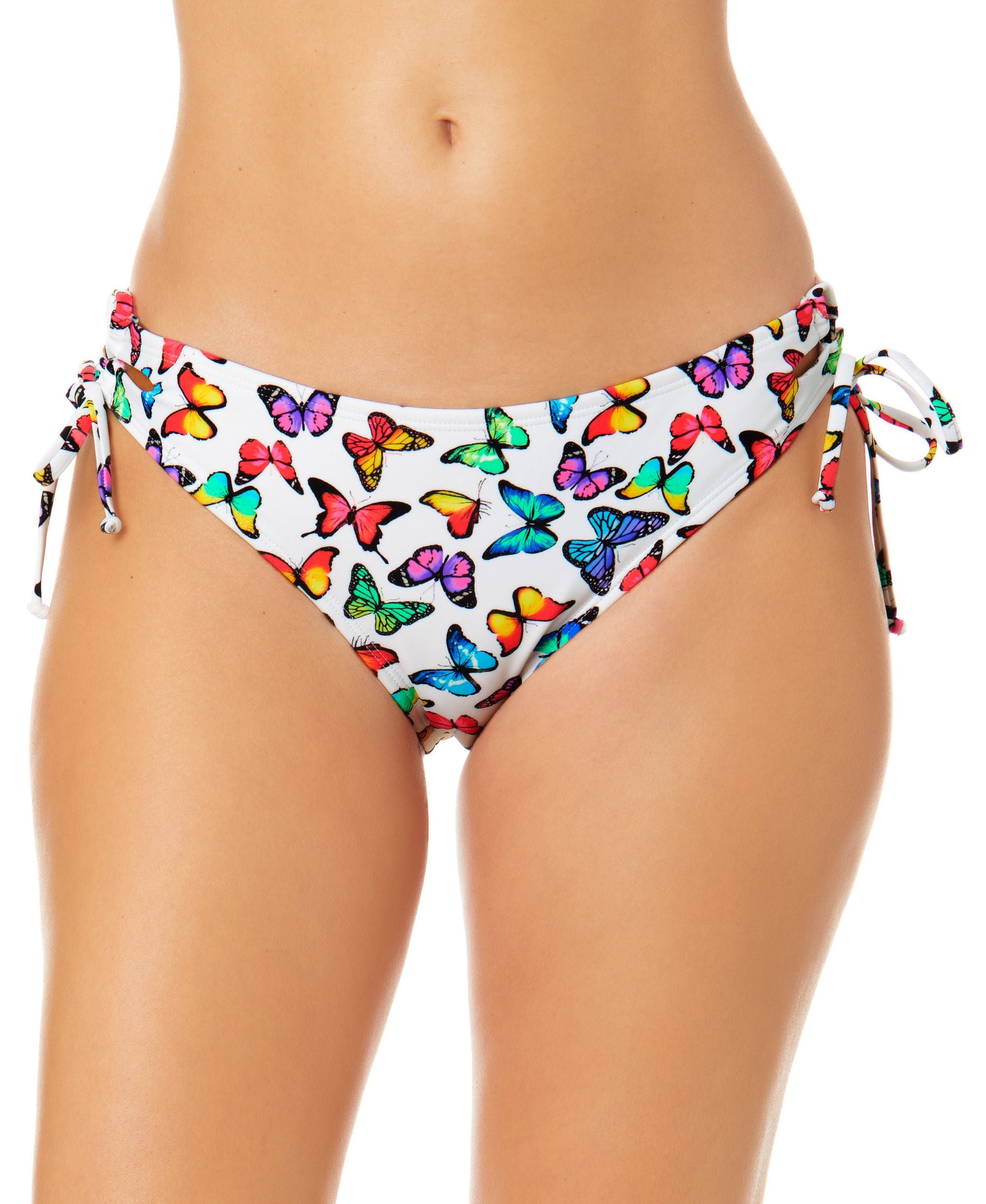 Juniors' Fly By Print Lace-Up Hipster Bikini Bottoms