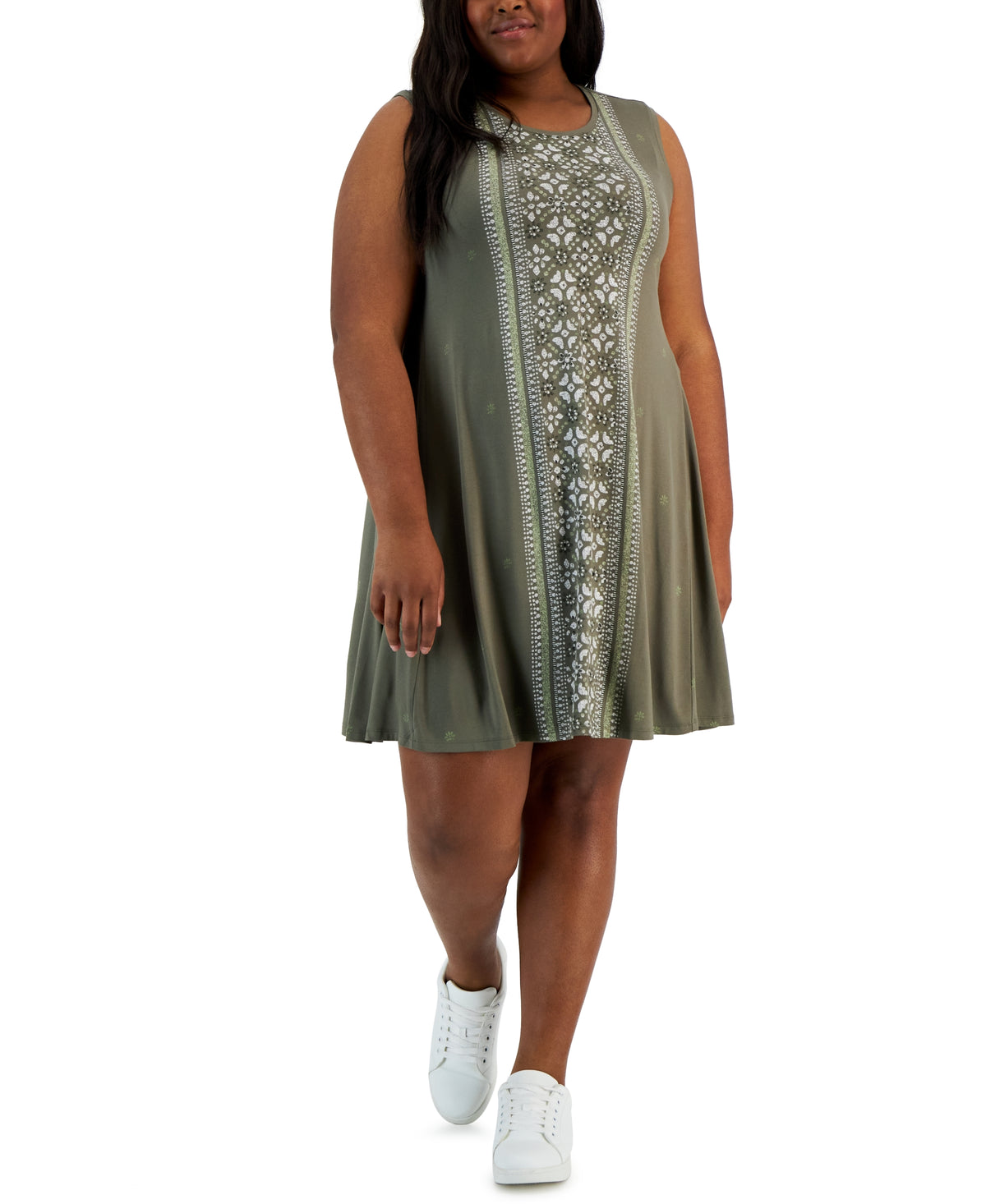 Plus Size Sleeveless Printed Flip Flop Dress