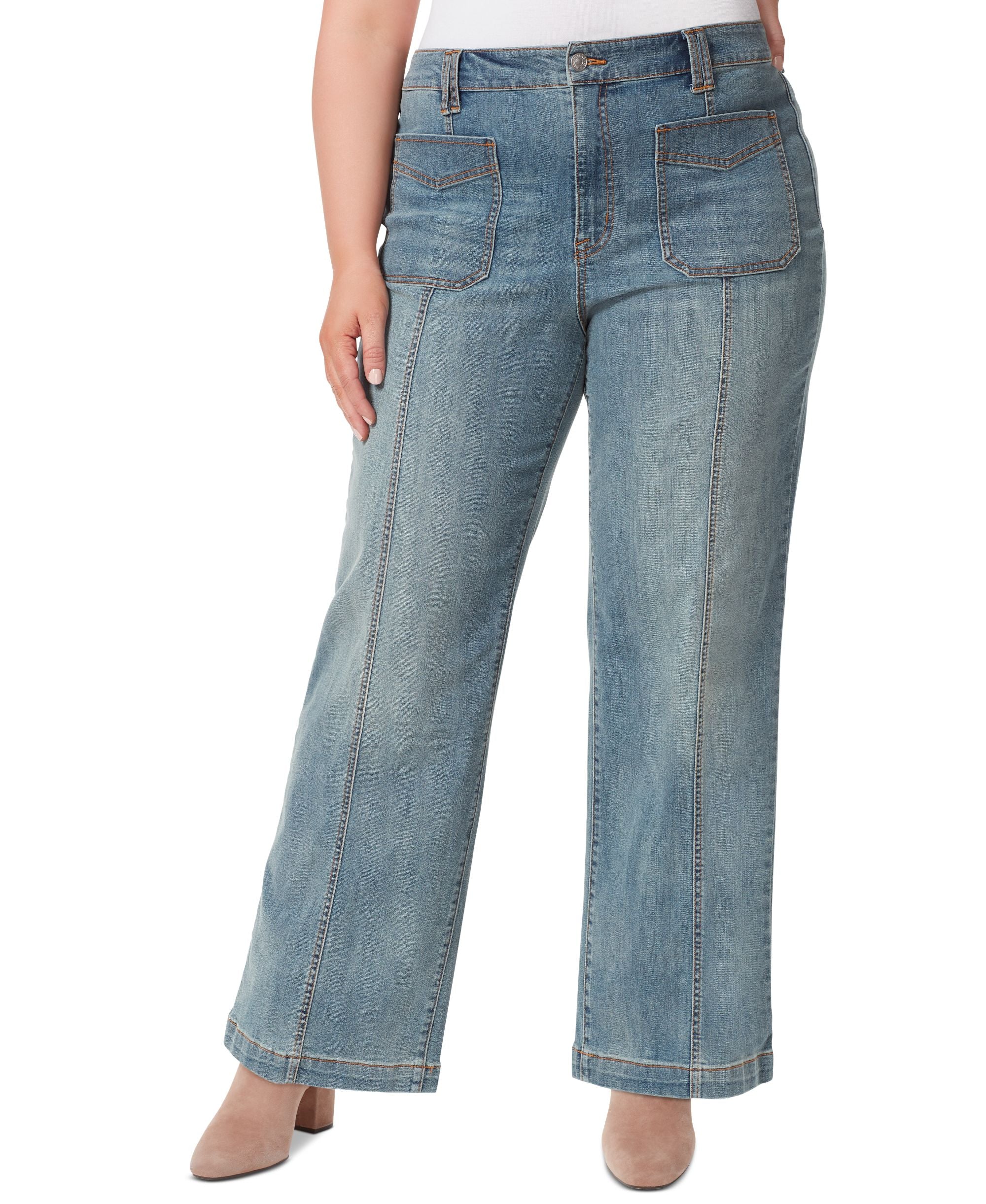 Trendy Plus Size Tease Wide-Leg Jeans