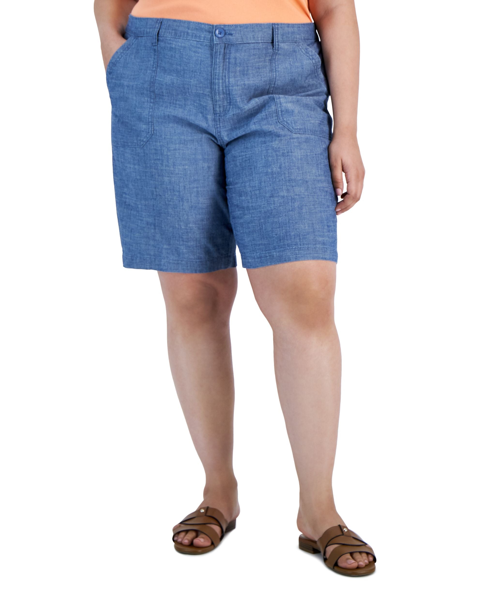 Karen Scott Plus Size Cotton Bermuda Jean Shorts