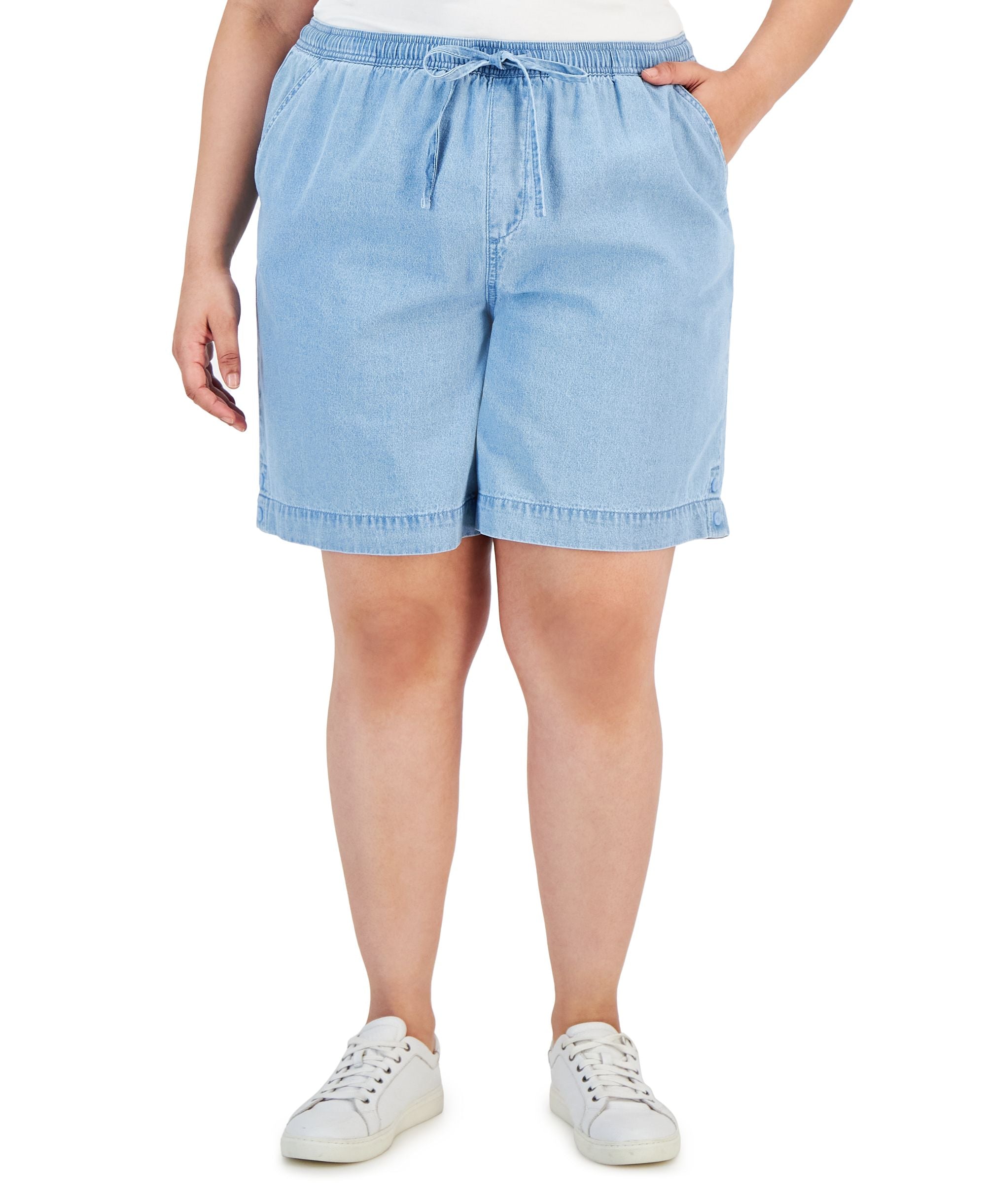 Karen Scott Plus Size Cotton Emelia Pull On Shorts