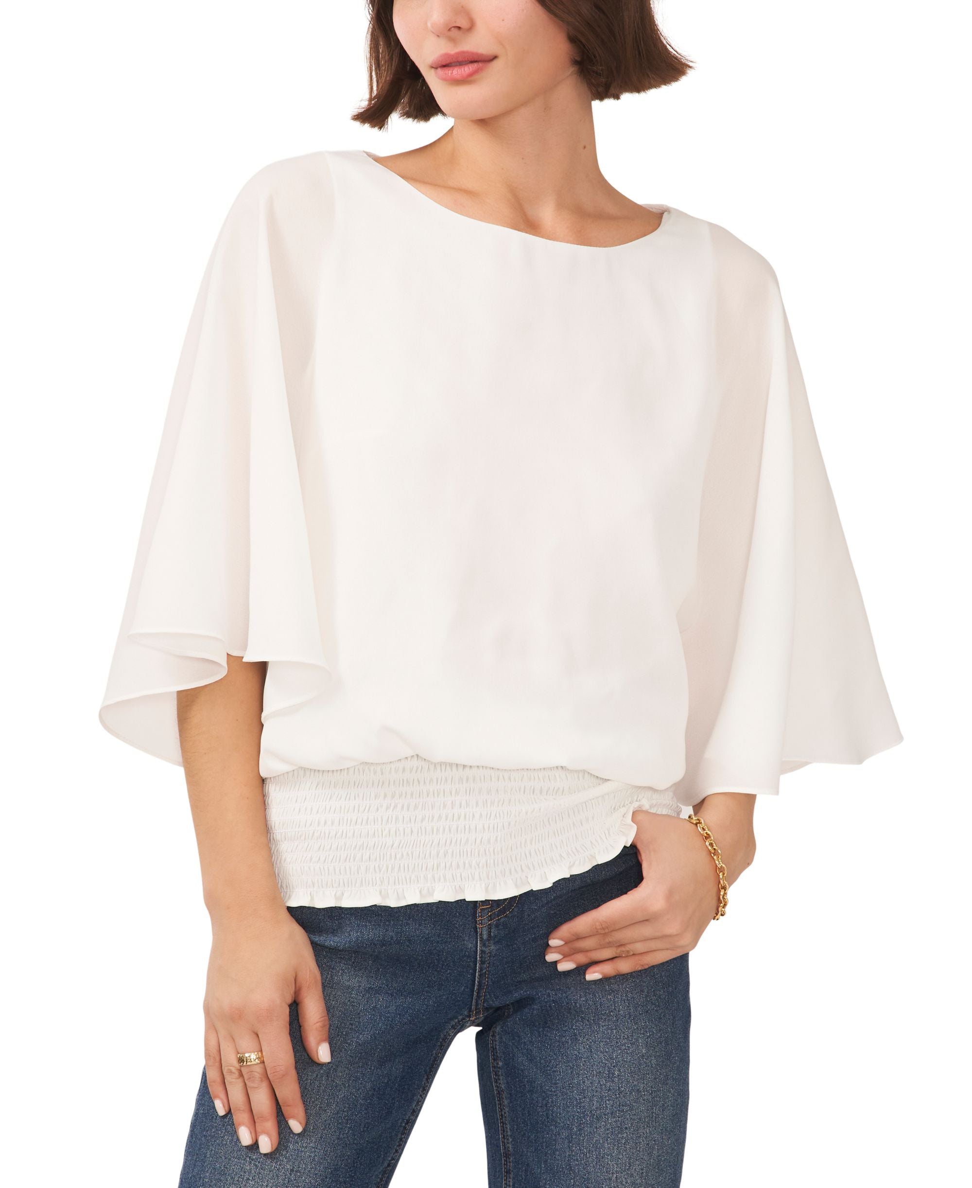 Sam Jess Printed Smocked Waist Top