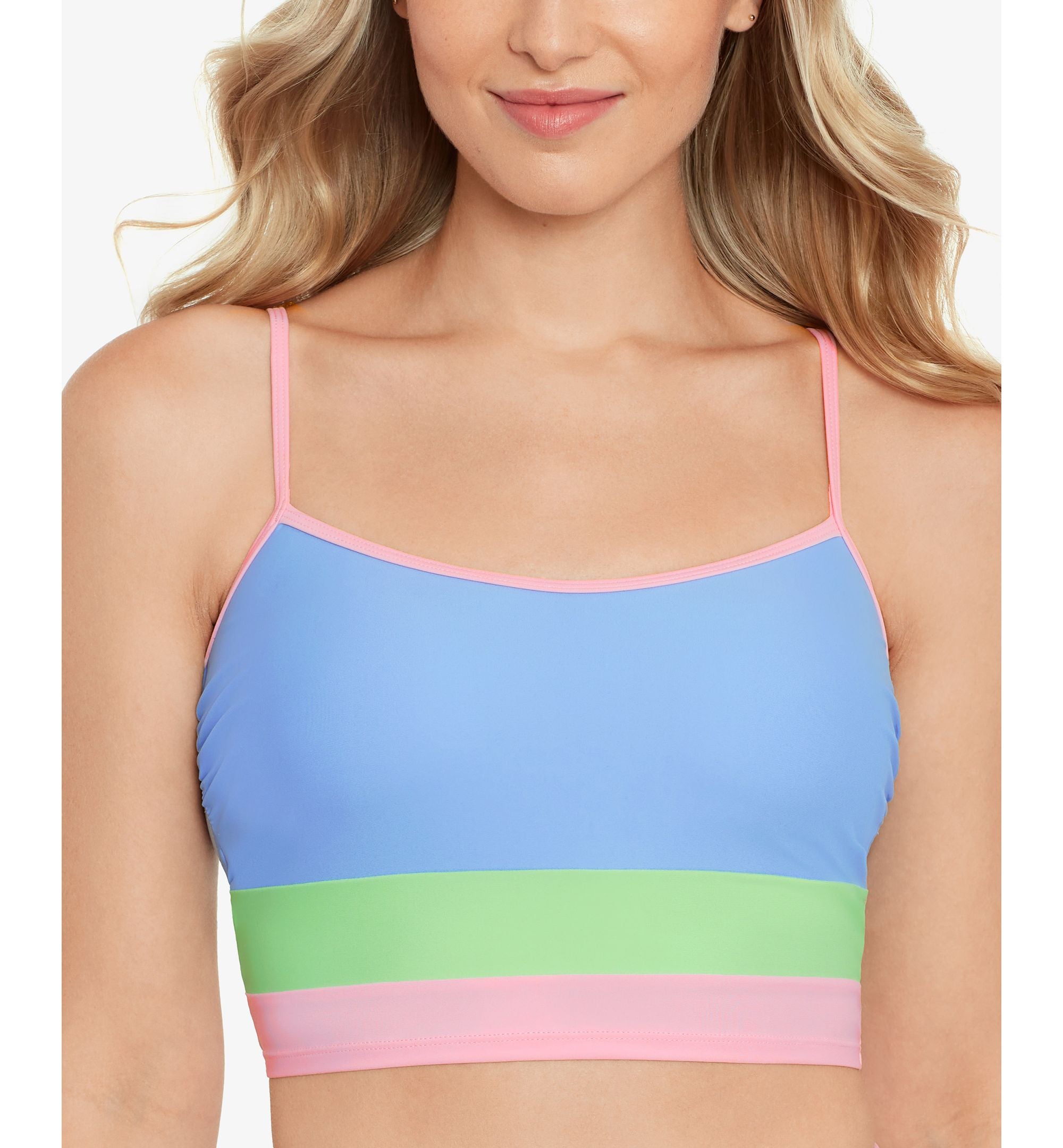 Juniors' Colorblocked Longline Bikini Top