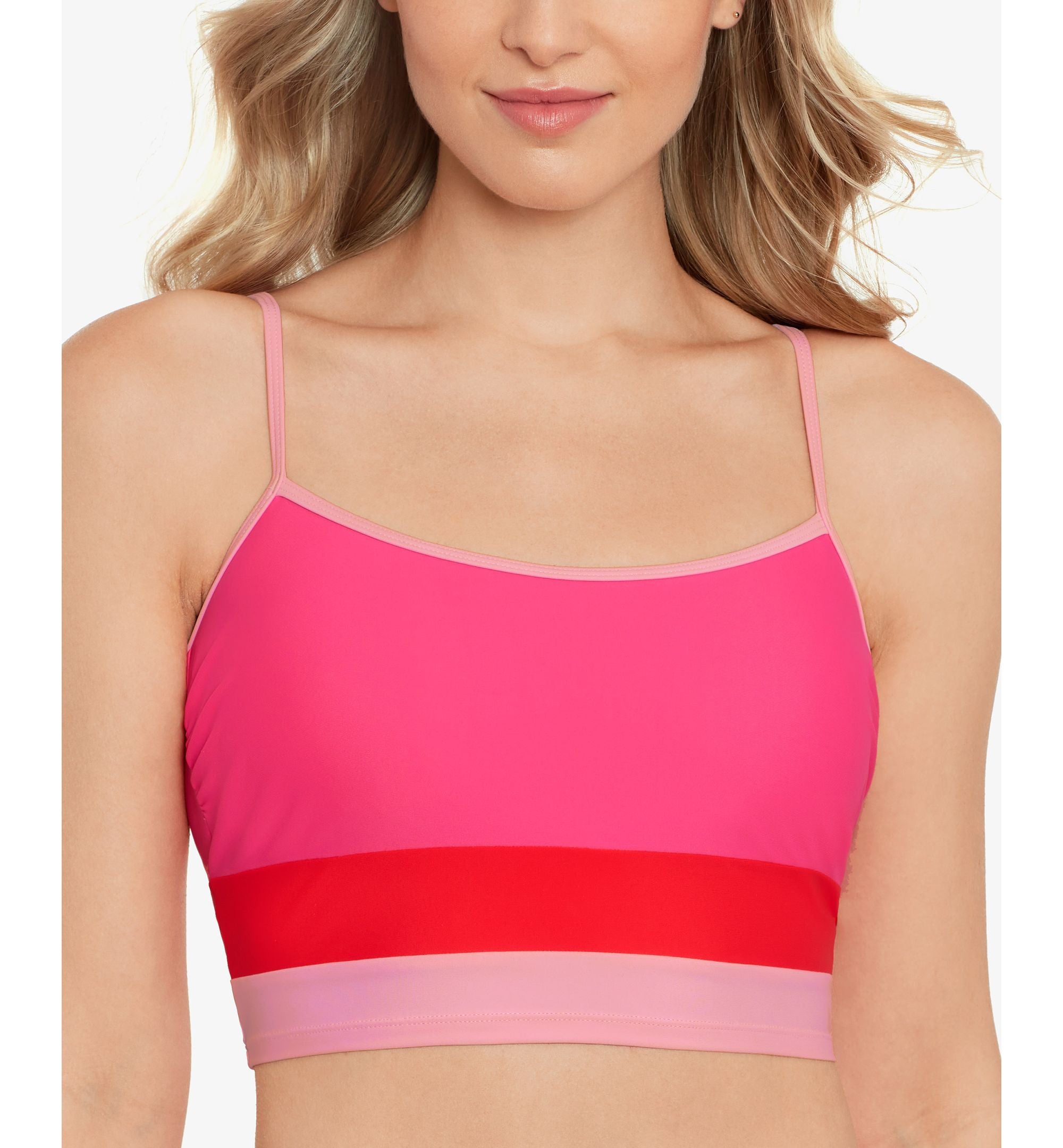 Juniors' Colorblocked Longline Bikini Top