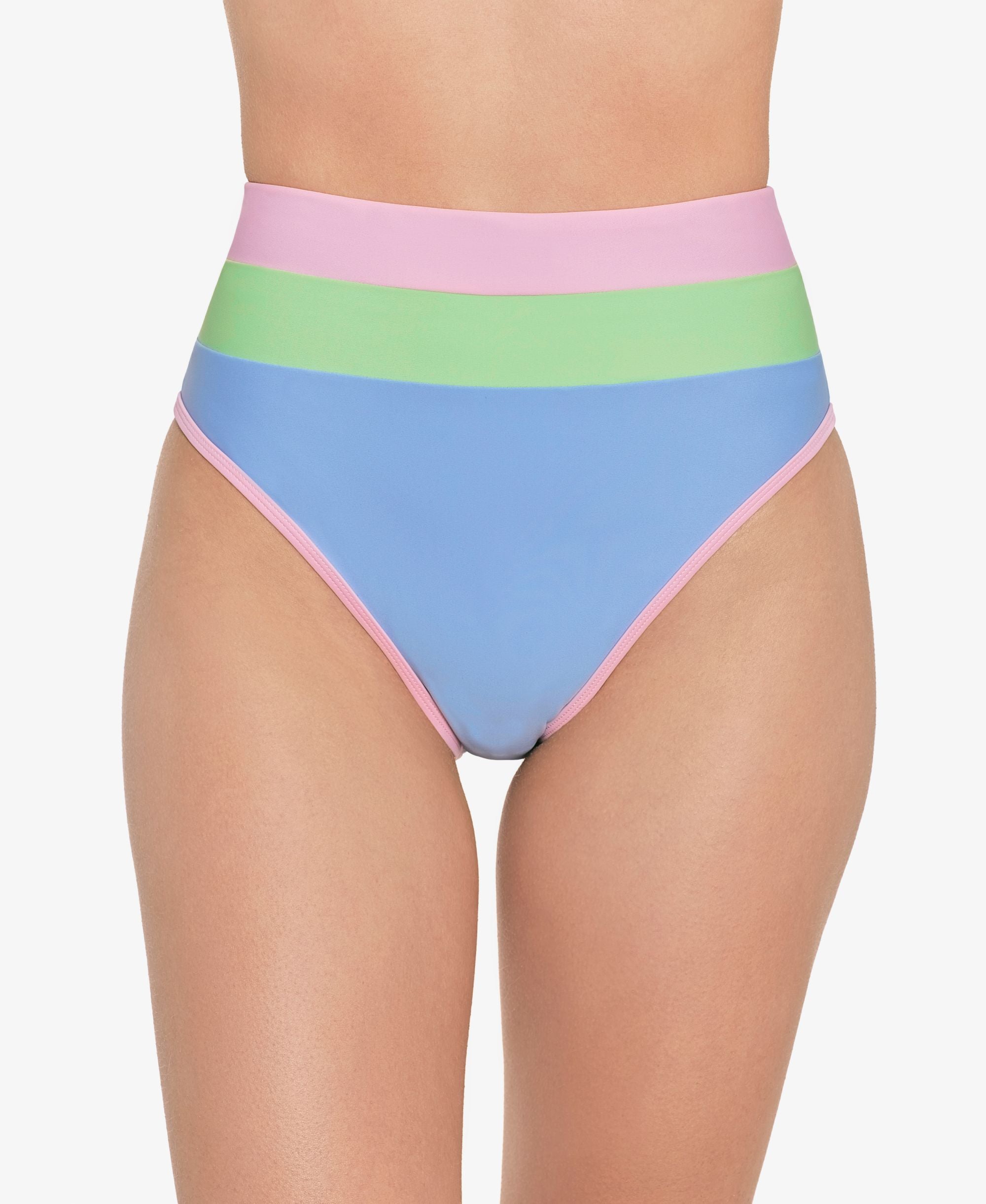 Juniors' Colorblocked High-Waist Bikini Bottoms