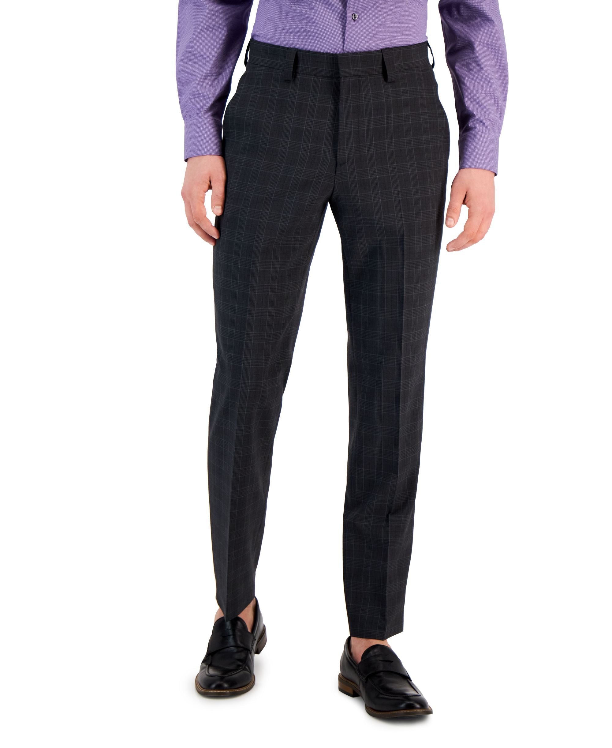 Men's Wool Blend Classic-Fit UltraFlex Stretch Double-Reverse Pleated Dress Pants