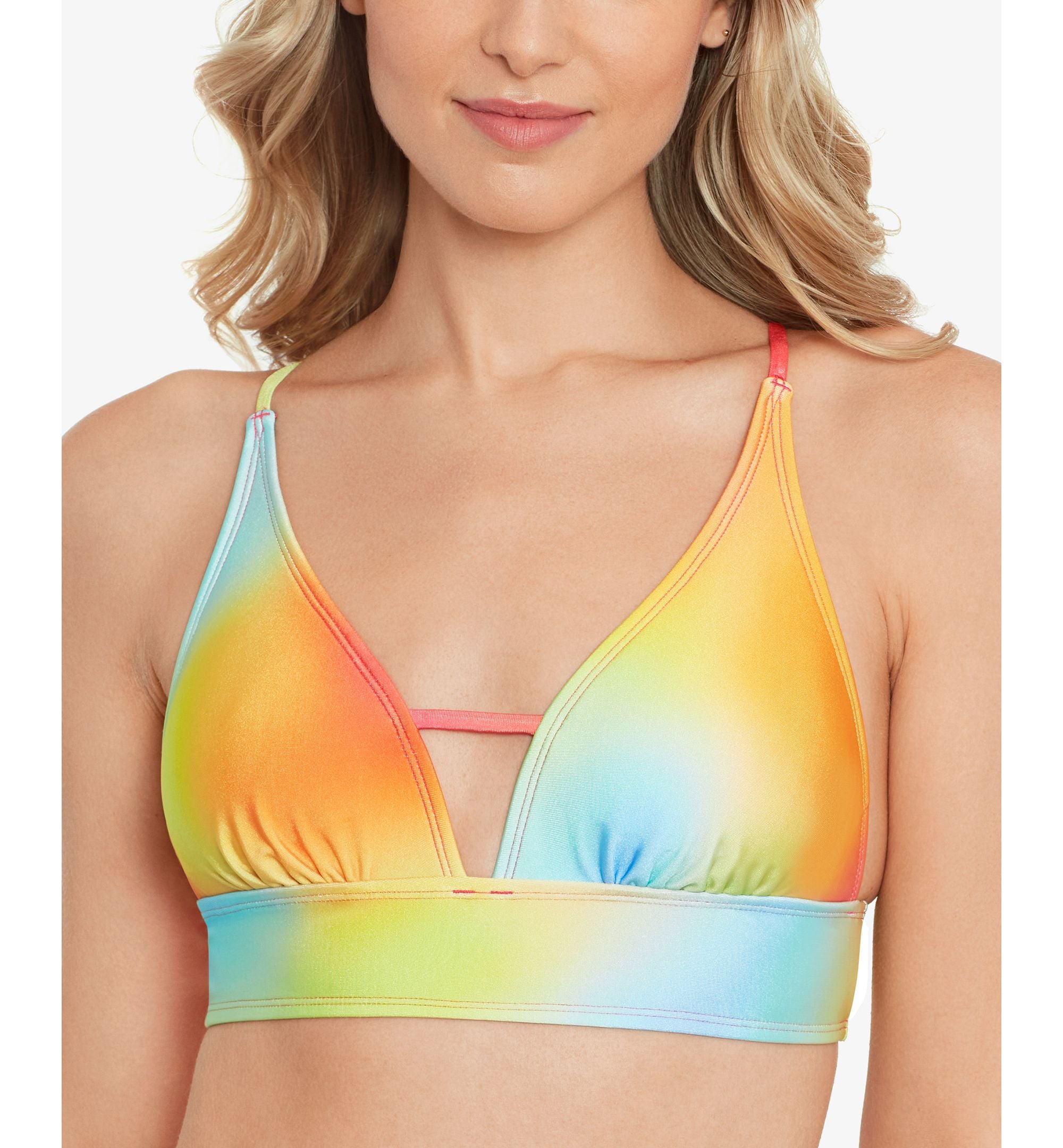 Juniors' Printed Front-Tab Bikini Top