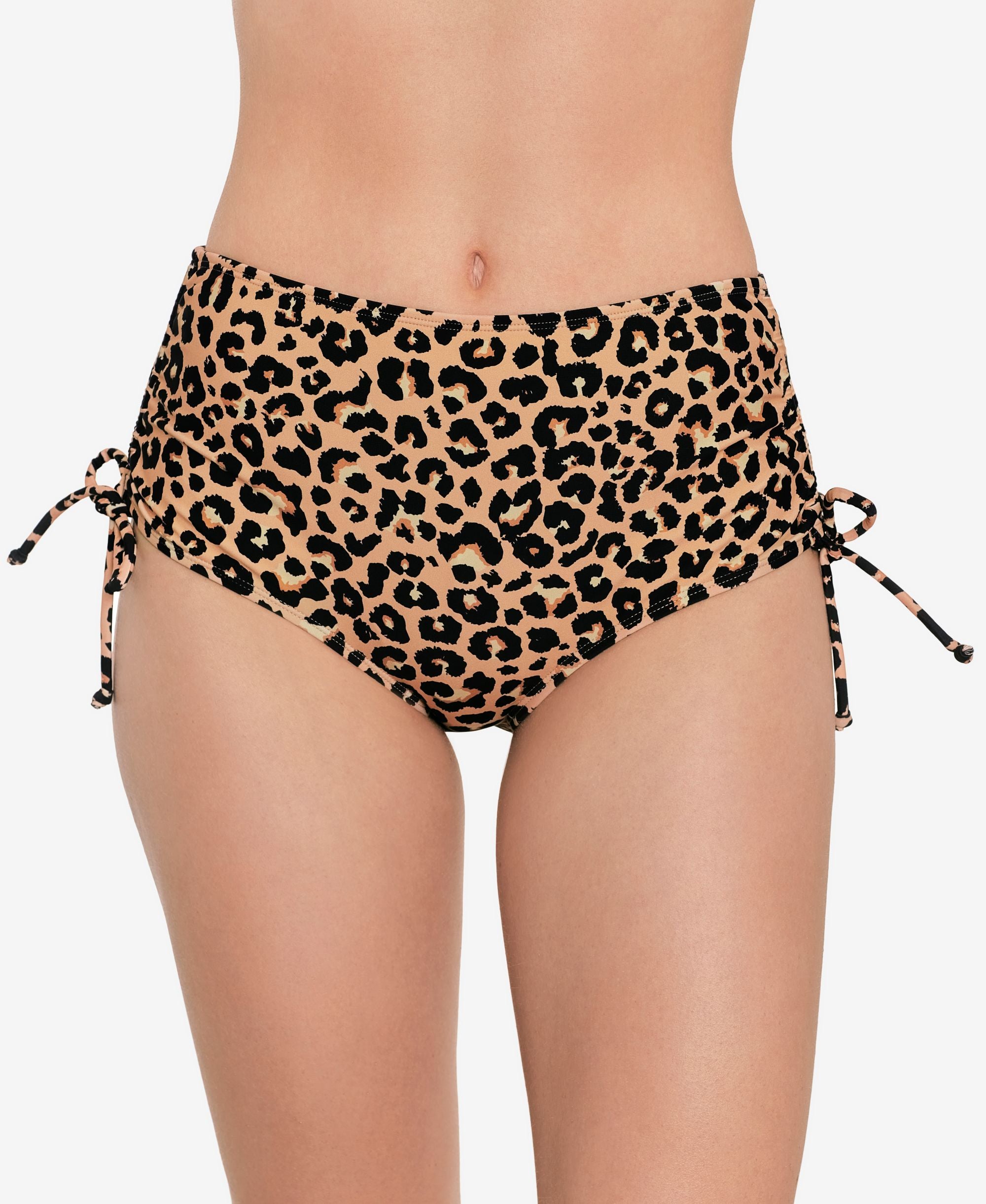Juniors' Side-Shirred High-Waist Bikini Bottoms