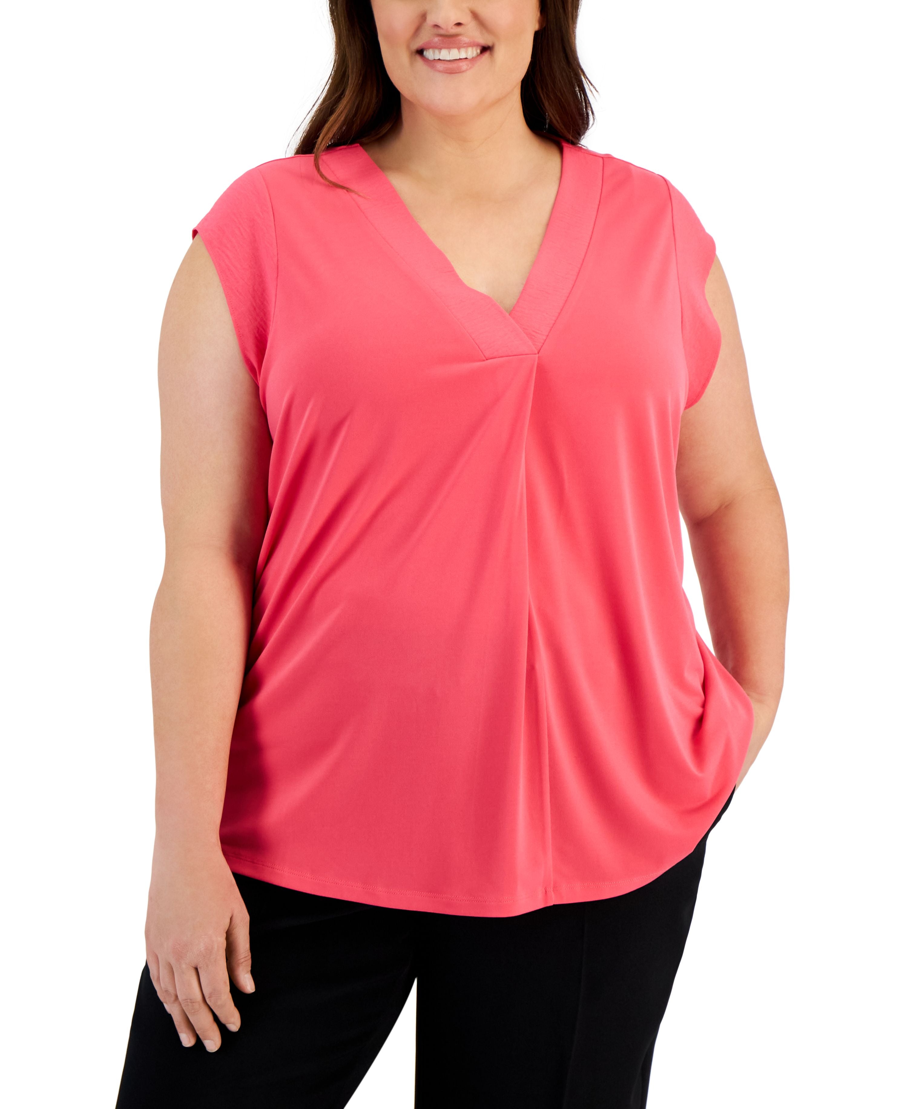 Plus Size Drape-Front Top